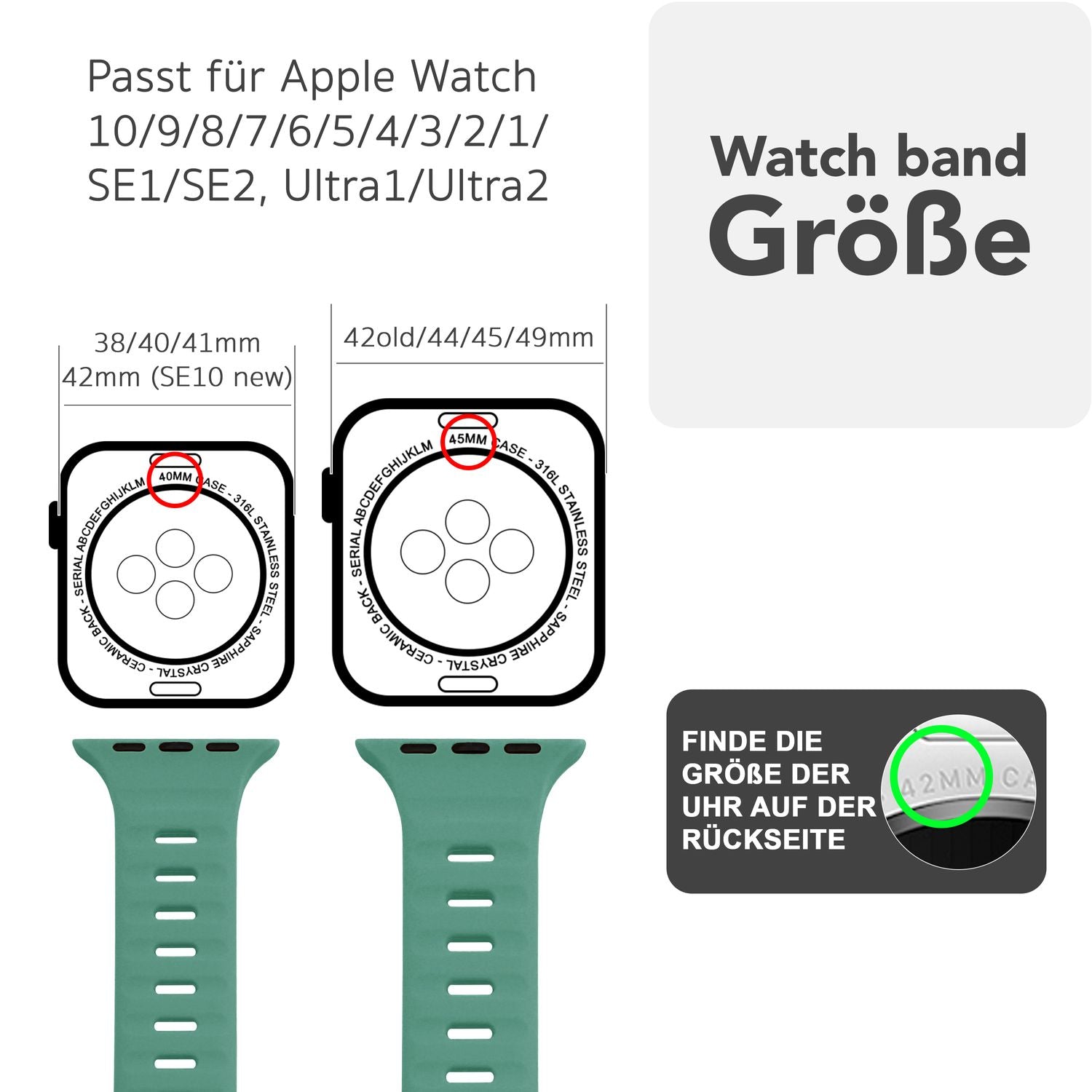 NALIA Motion Armband für Apple Watch SE/10/9/8/7/6/5/4/3/2/1, Gehäusegröße 38/40/41/42mm, Soft Silikon Ersatz Sportarmband mit Steck-Pin Verschluss