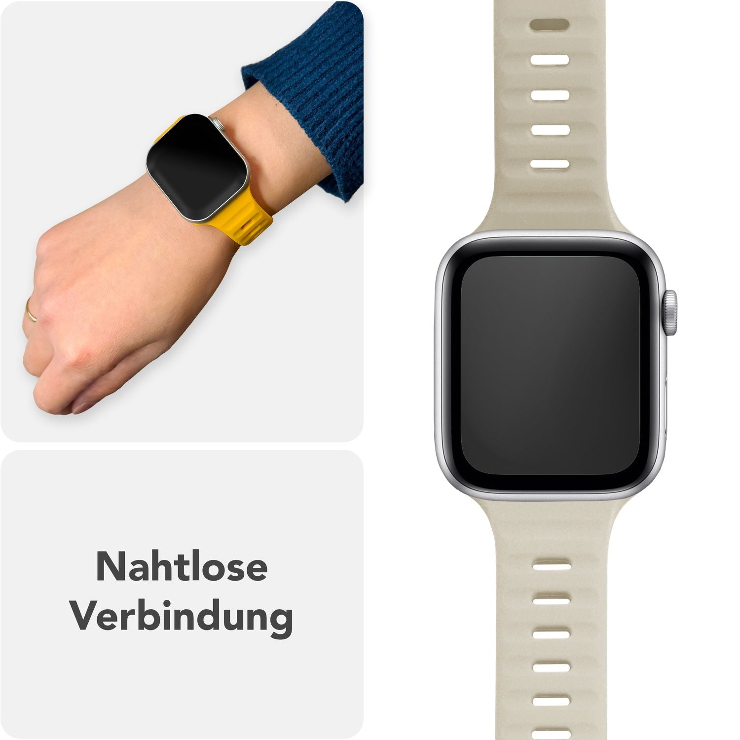 NALIA Motion Armband für Apple Watch SE/10/9/8/7/6/5/4/3/2/1, Gehäusegröße 38/40/41/42mm, Soft Silikon Ersatz Sportarmband mit Steck-Pin Verschluss