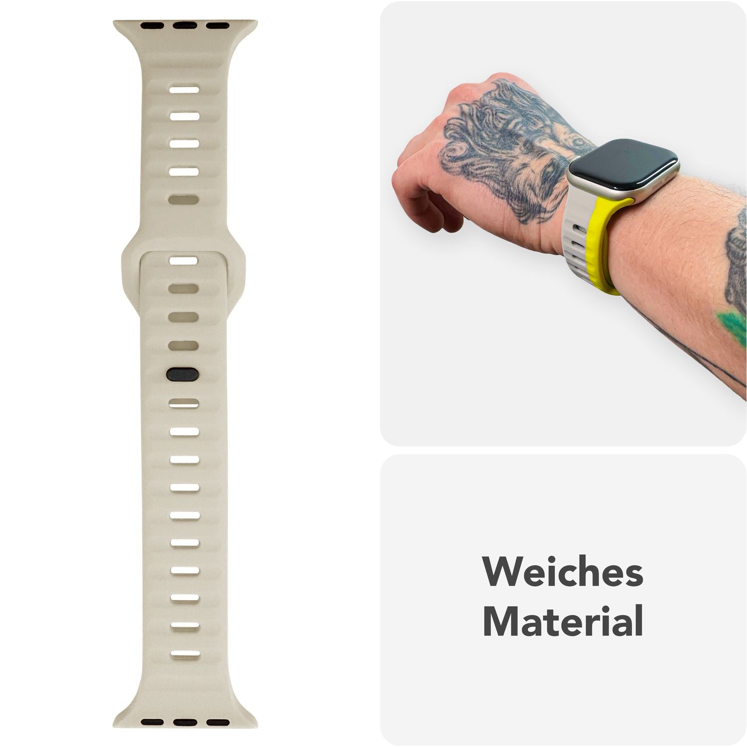 NALIA Motion Armband für Apple Watch SE/10/9/8/7/6/5/4/3/2/1, Gehäusegröße 38/40/41/42mm, Soft Silikon Ersatz Sportarmband mit Steck-Pin Verschluss