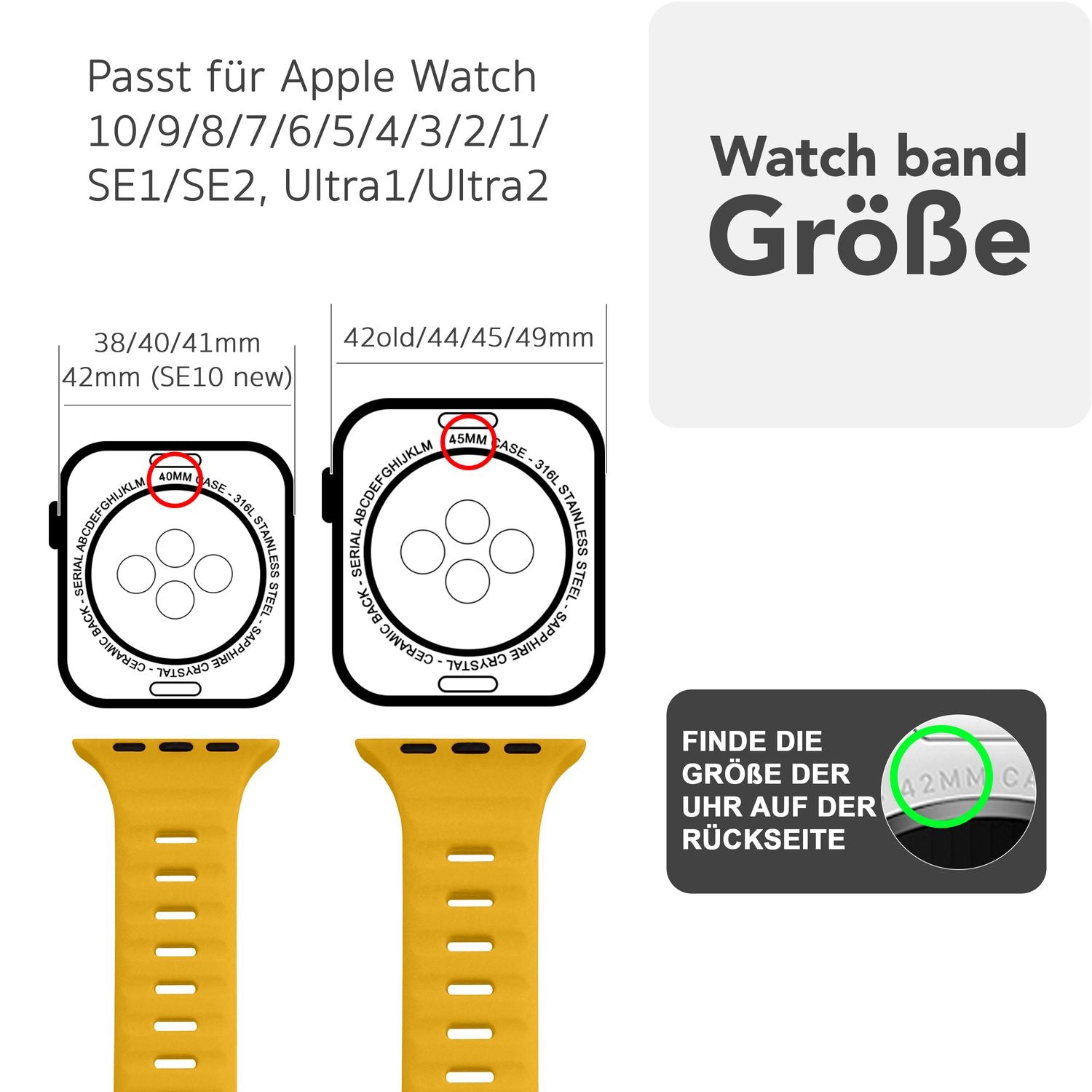 NALIA Motion Armband für Apple Watch SE/10/9/8/7/6/5/4/3/2/1, Gehäusegröße 38/40/41/42mm, Soft Silikon Ersatz Sportarmband mit Steck-Pin Verschluss