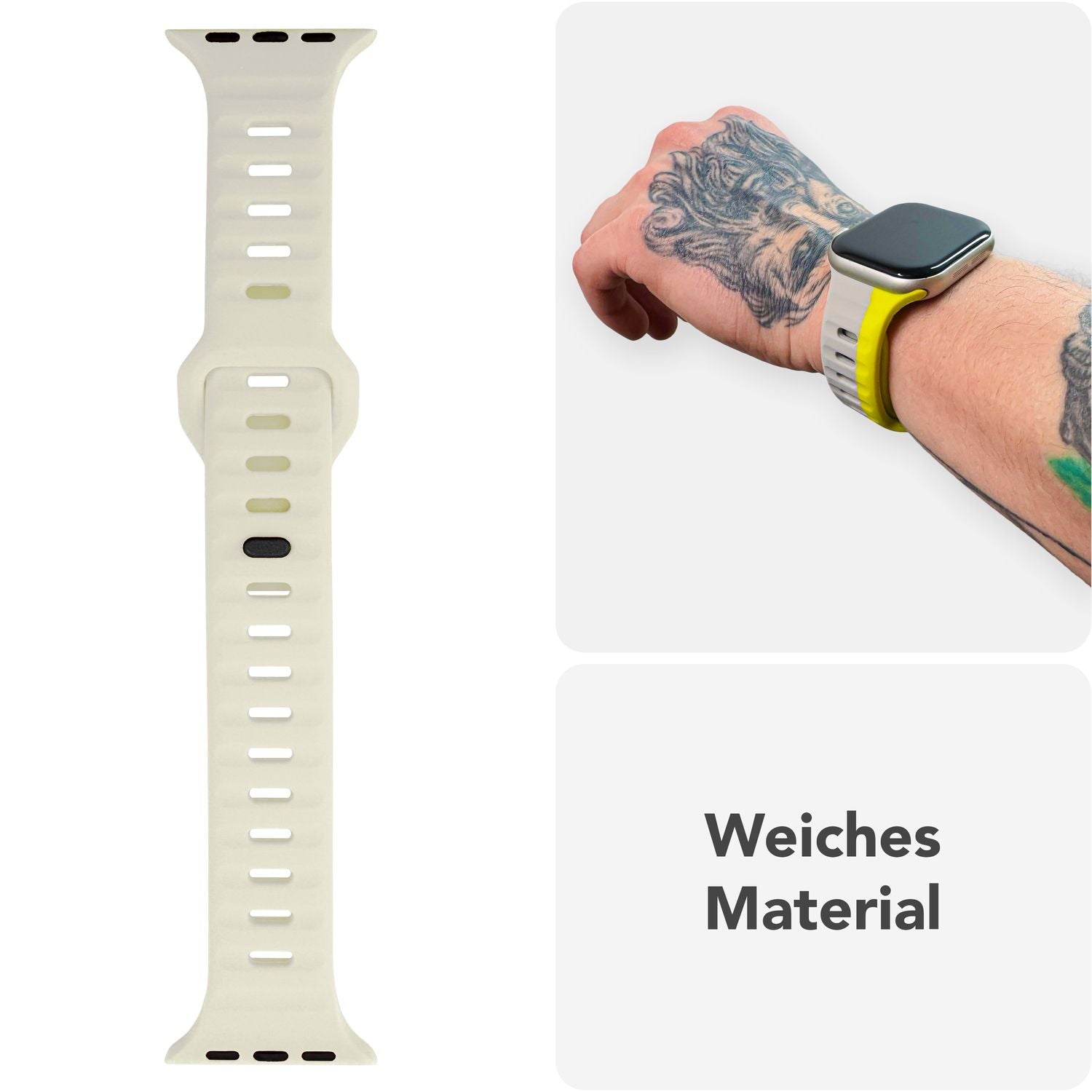 NALIA Motion Armband für Apple Watch SE/10/9/8/7/6/5/4/3/2/1, Gehäusegröße 38/40/41/42mm, Soft Silikon Ersatz Sportarmband mit Steck-Pin Verschluss