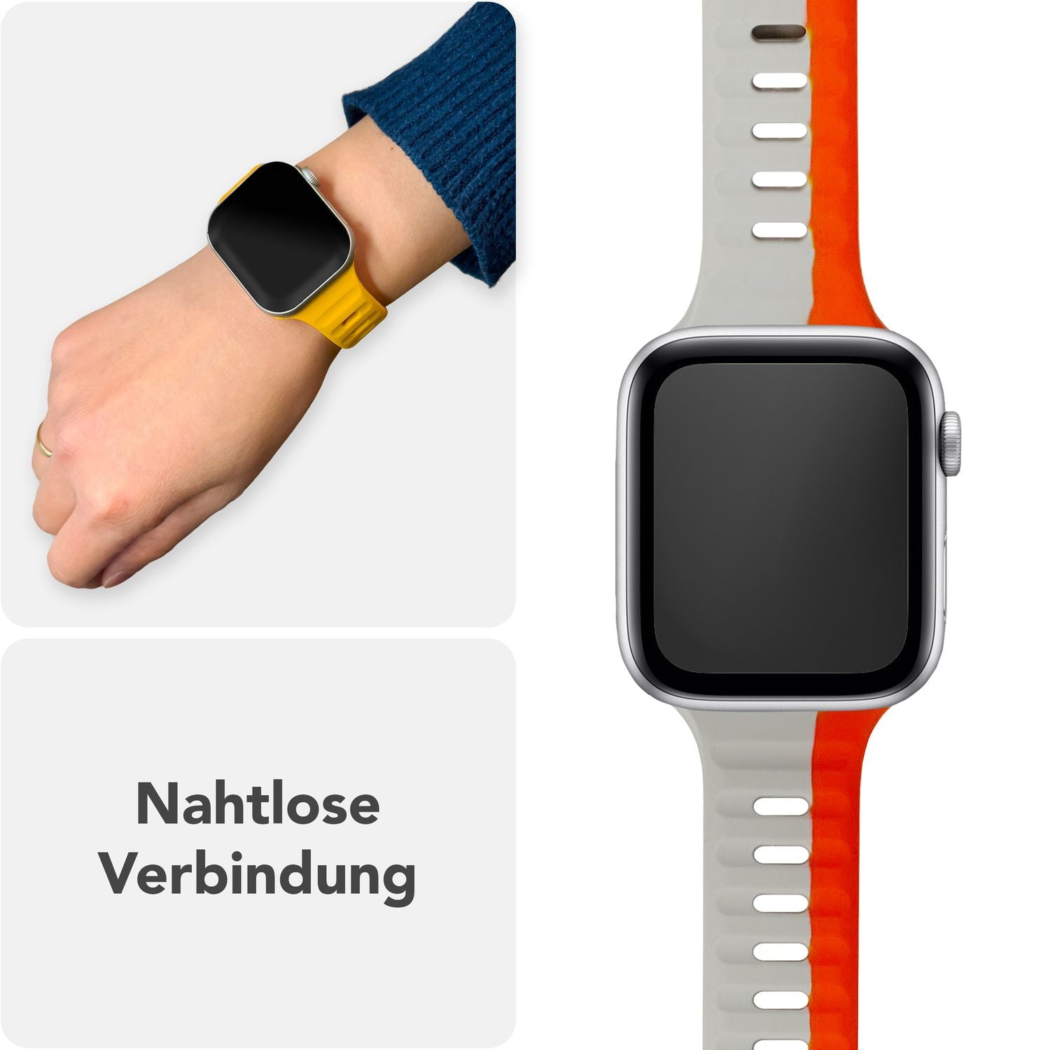 NALIA Motion Armband für Apple Watch SE/10/9/8/7/6/5/4/3/2/1, Gehäusegröße 38/40/41/42mm, Soft Silikon Ersatz Sportarmband mit Steck-Pin Verschluss