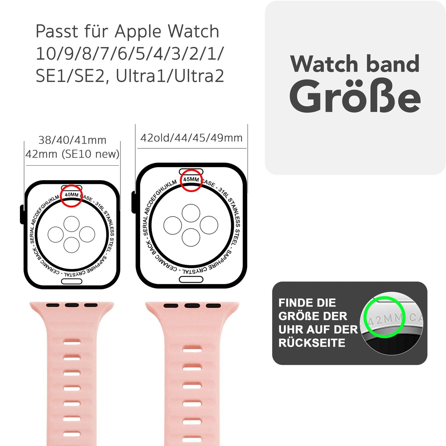 NALIA Motion Armband für Apple Watch SE/10/9/8/7/6/5/4/3/2/1, Gehäusegröße 38/40/41/42mm, Soft Silikon Ersatz Sportarmband mit Steck-Pin Verschluss