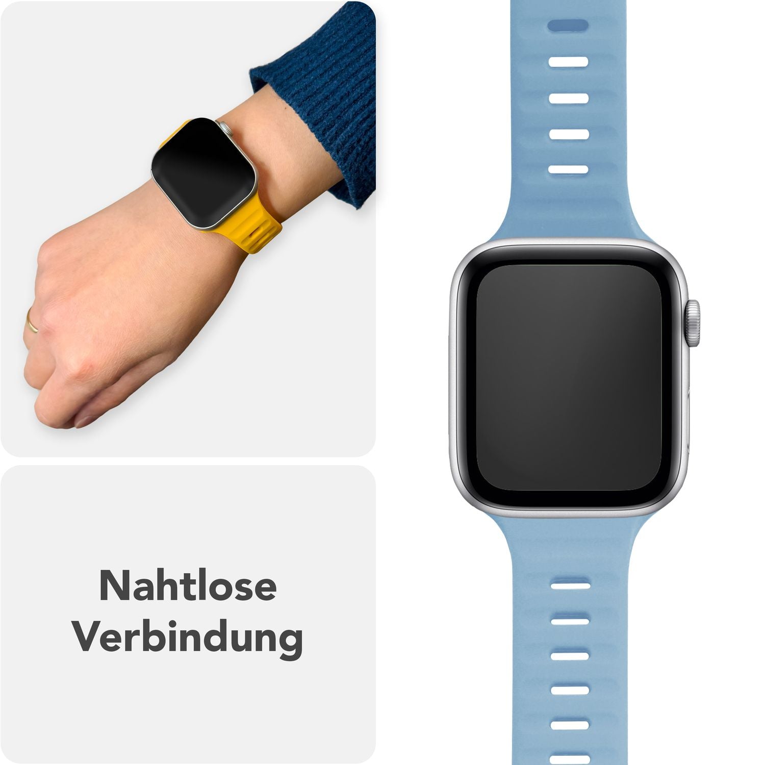 NALIA Motion Armband für Apple Watch Ultra/SE/10/9/8/7/6/5/4/3/2/1, Gehäusegröße 42/44/45/46/49mm, Soft Silikon Ersatz Sportarmband mit Steck-Pin Verschluss Ozeanblau NALIA Silikon Armband