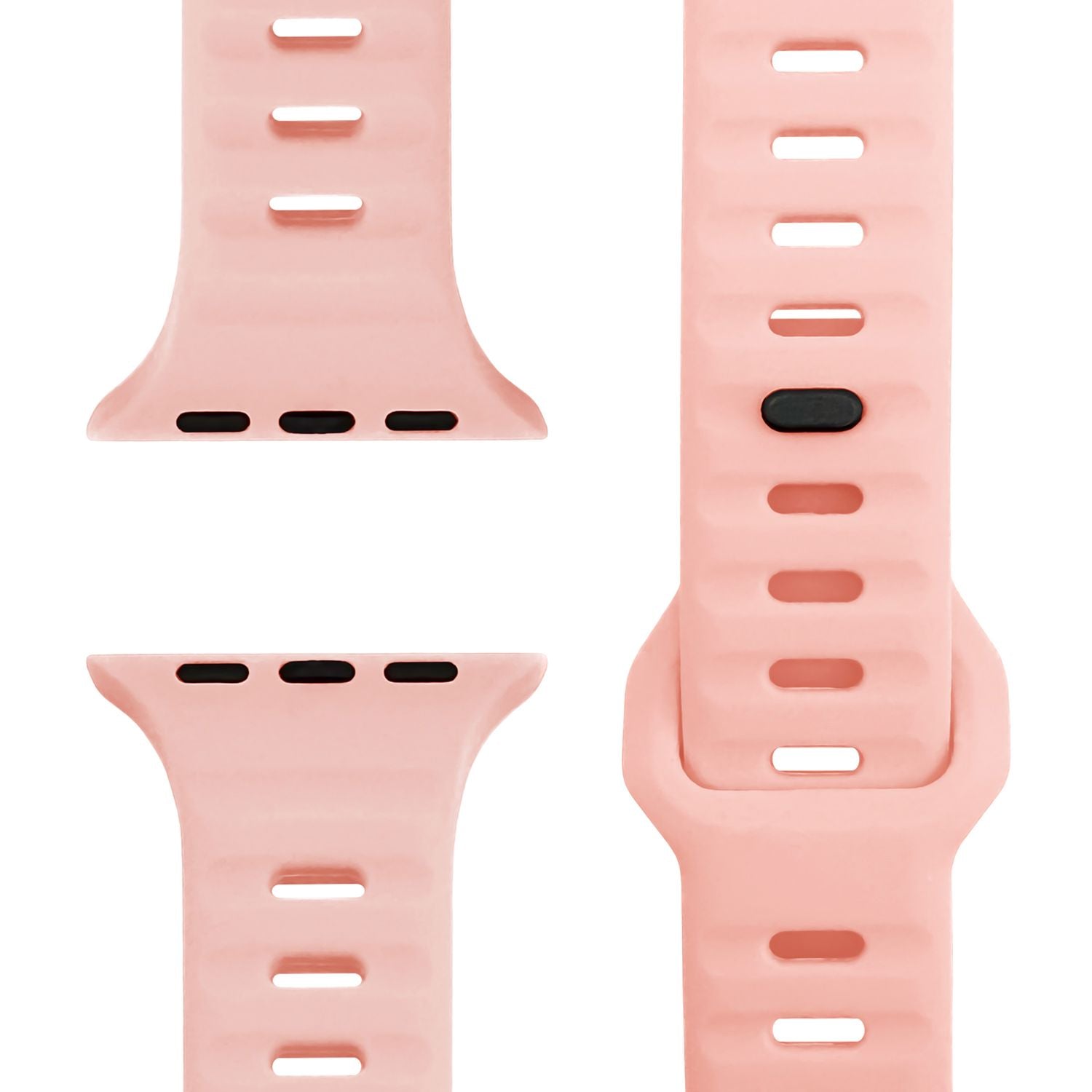 NALIA Motion Armband für Apple Watch Ultra/SE/10/9/8/7/6/5/4/3/2/1, Gehäusegröße 42/44/45/46/49mm, Soft Silikon Ersatz Sportarmband mit Steck-Pin Verschluss Zartrosa NALIA Silikon Armband