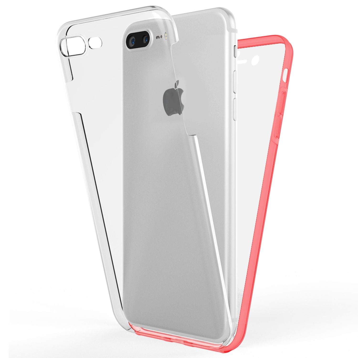 NALIA 360 Grad Handy Hülle für Apple iPhone 8 Plus / 7 Plus, Full Cover Case Transparent NALIA Transparente Hülle