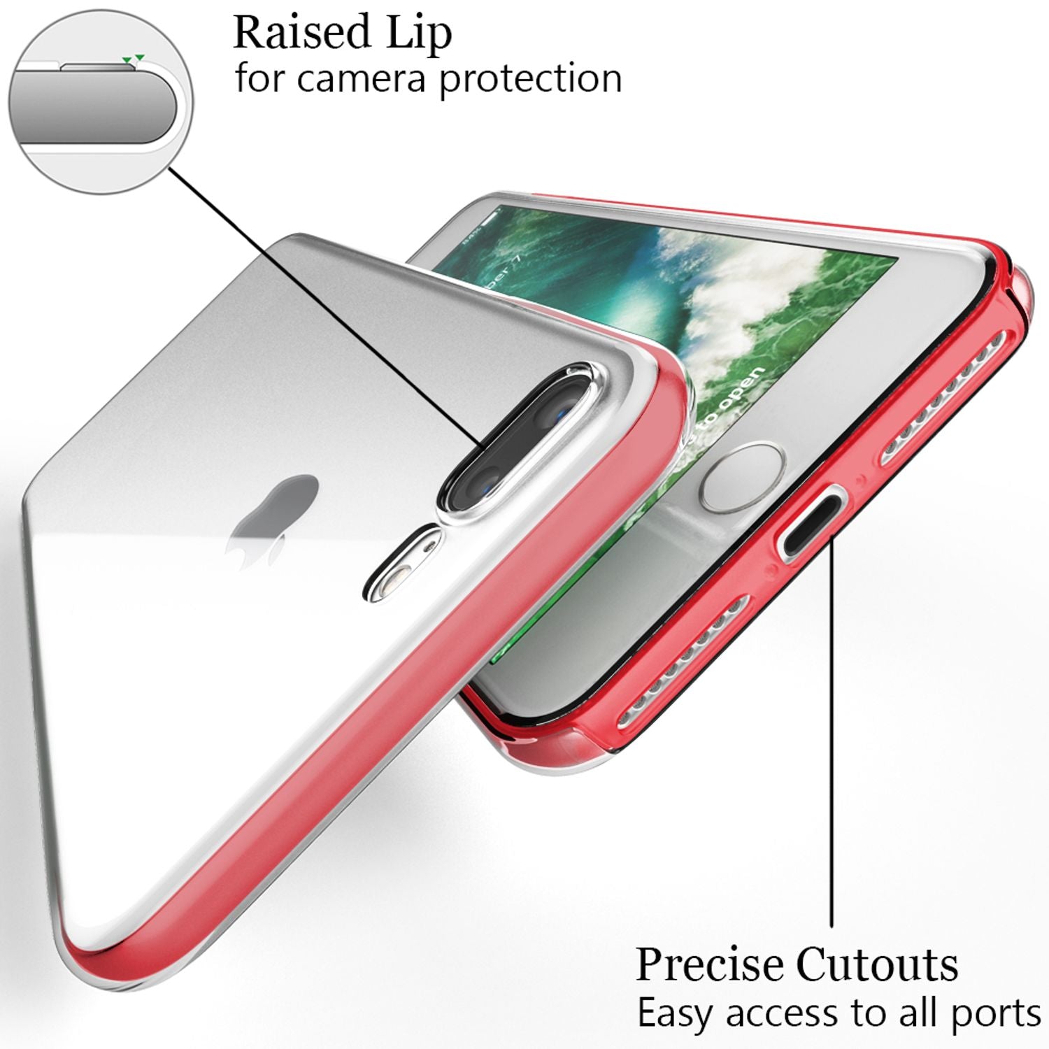 NALIA 360 Grad Handy Hülle für Apple iPhone 8 Plus / 7 Plus, Full Cover Case Transparent NALIA Transparente Hülle