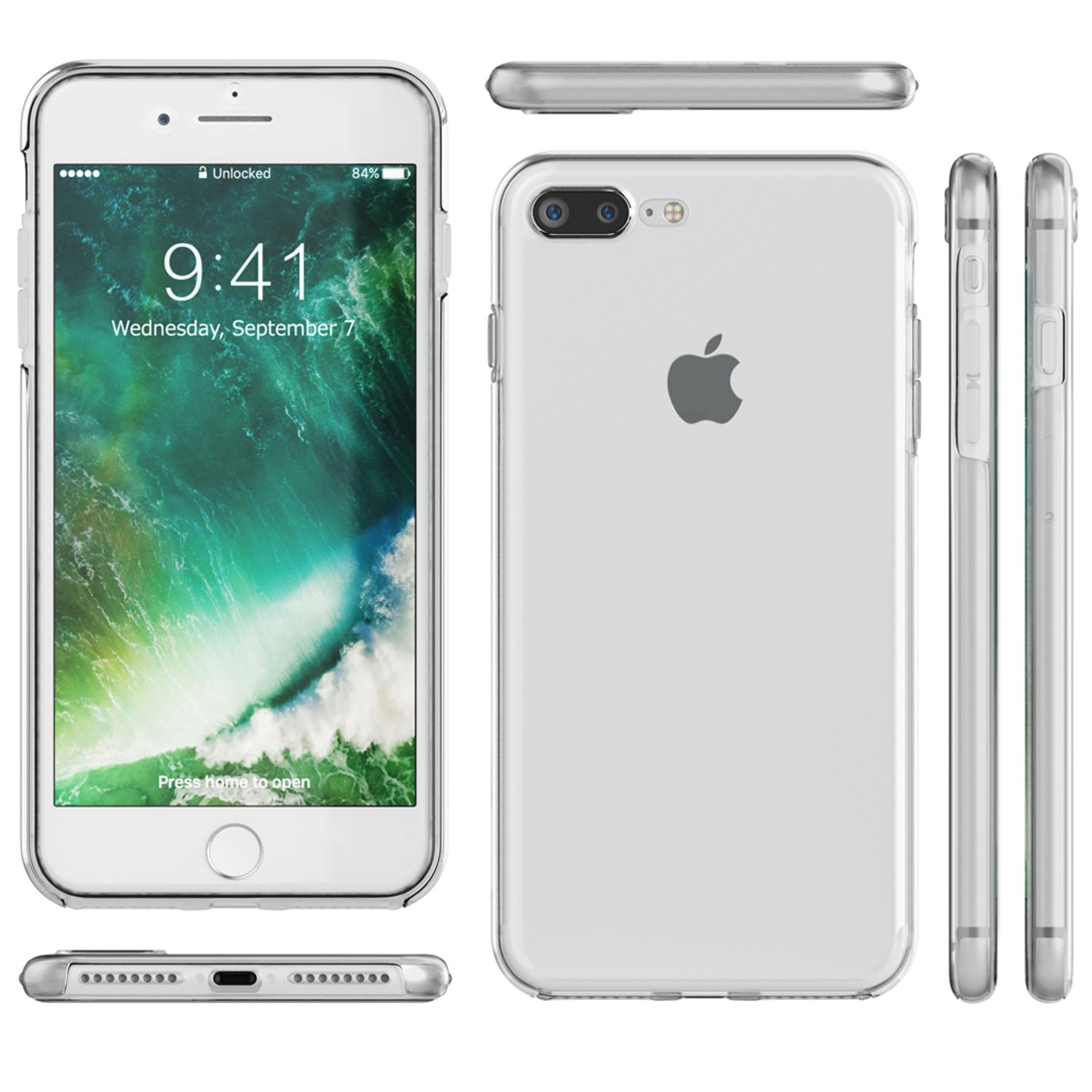 NALIA 360 Grad Handy Hülle für Apple iPhone 8 Plus / 7 Plus, Full Cover Case Transparent NALIA Transparente Hülle