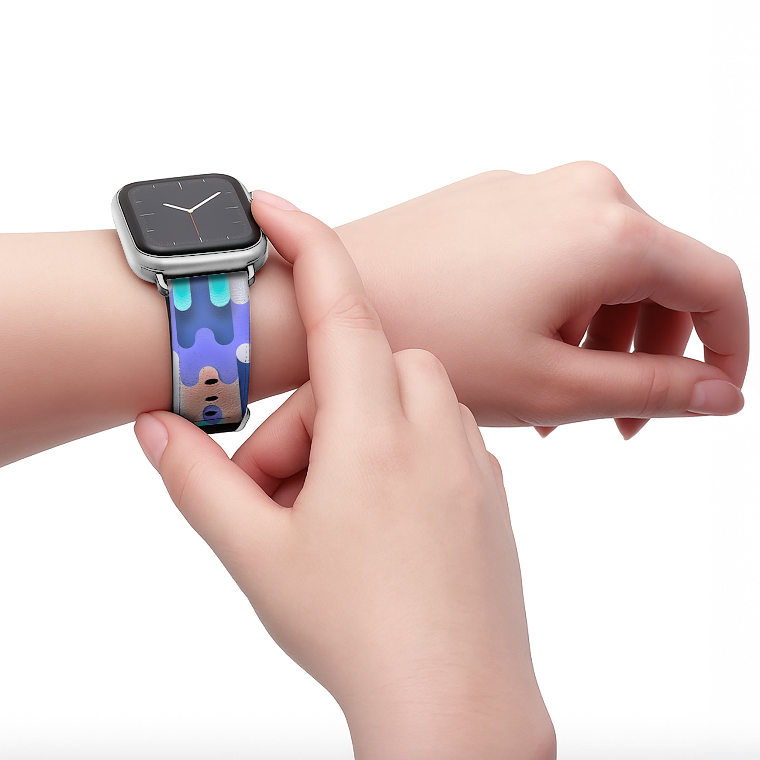 Icecream - Apple Watch Armband 38-41mm & 42 (ab Serie 10) 38-41mm & 42 (ab Serie 10) Matt Silber NALIA Kunstleder Armband