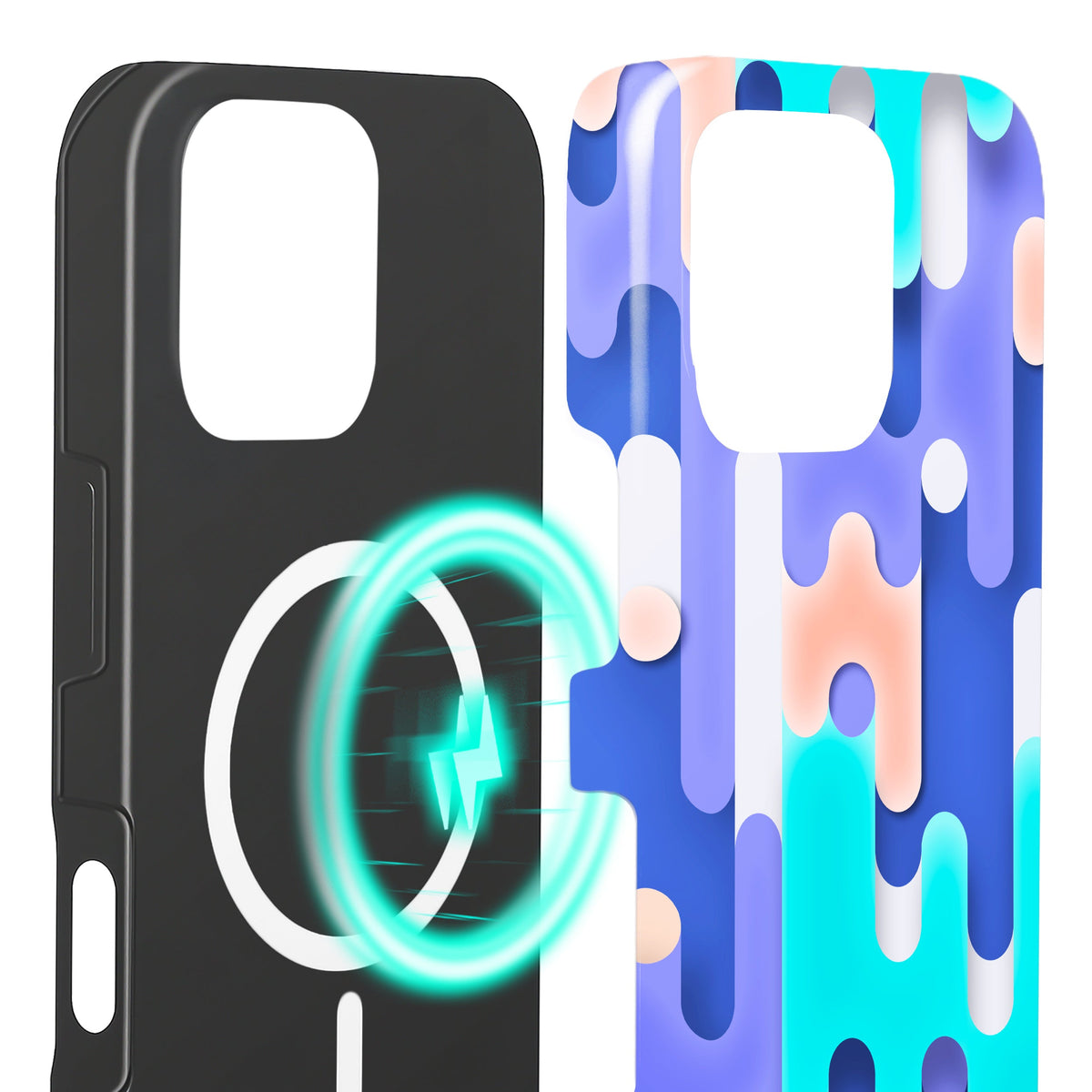 Icecream iPhone 16 Pro Max Hülle mit Tropfenmuster, Innenseite mit Magnetring, kompatibel mit MagSafe-Zubehör
