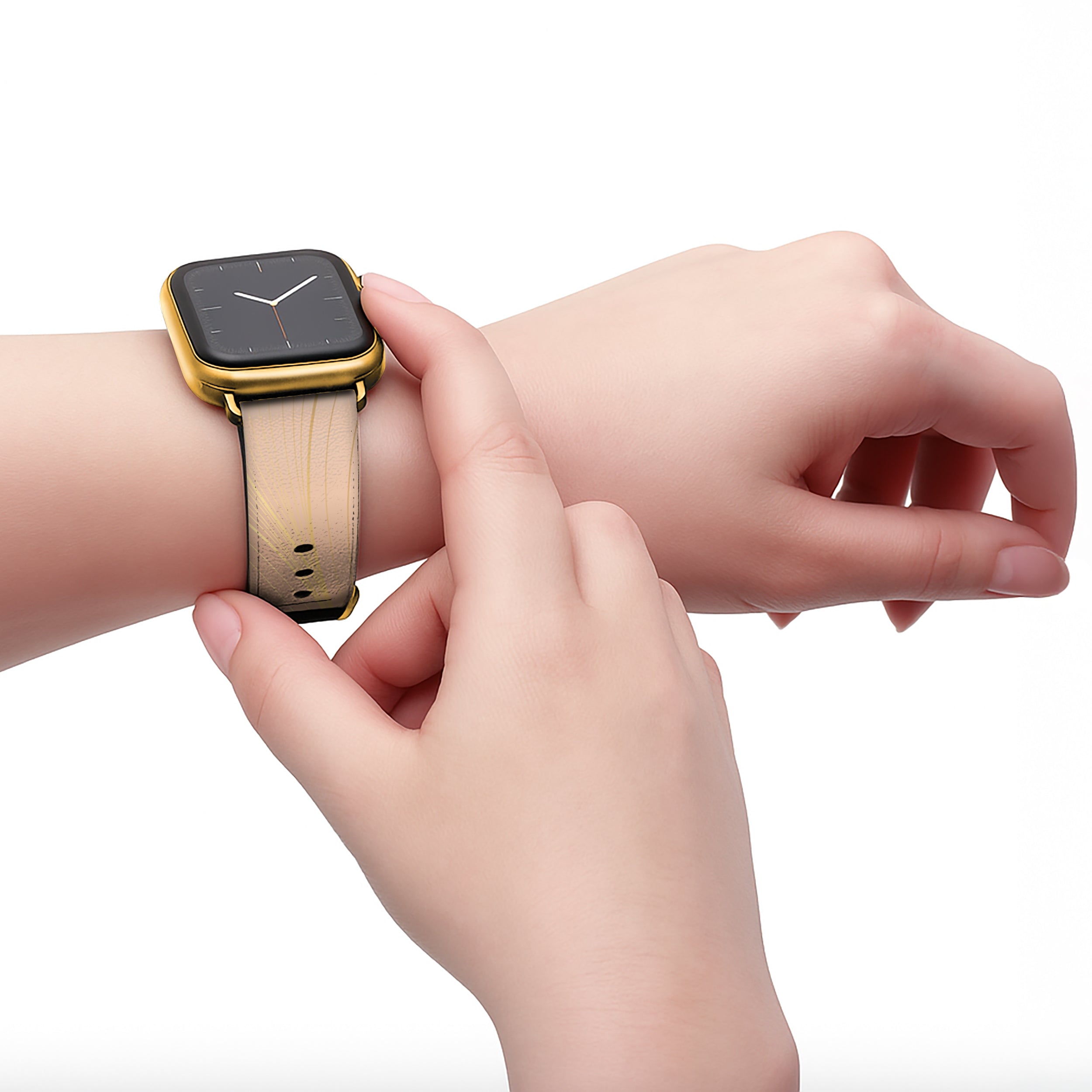 Lumina - Apple Watch Armband 38-41mm & 42 (ab Serie 10) 38-41mm & 42 (ab Serie 10) Matt Gold NALIA Kunstleder Armband