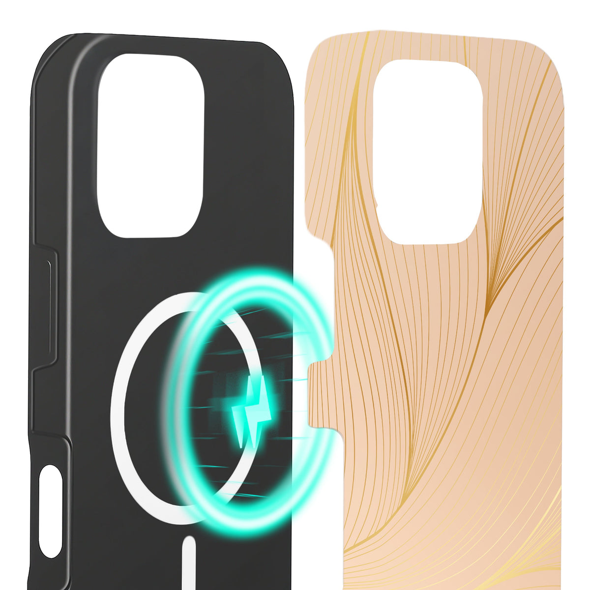 Lumina iPhone 16 Pro Hülle mit Wellenlinien, Innenseite mit Magnetring, kompatibel mit MagSafe-Zubehör