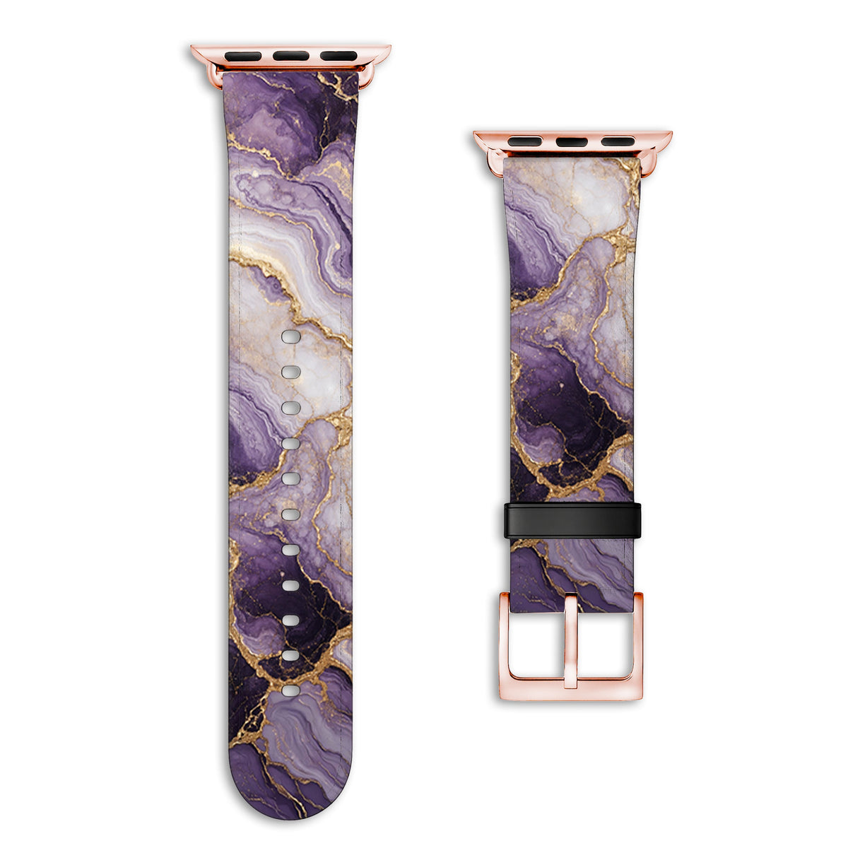 Amethyst - Apple Watch Armband 38/40/41/42mm 38 40 41 42mm Matt Rose Gold NALIA Kunstleder Armband