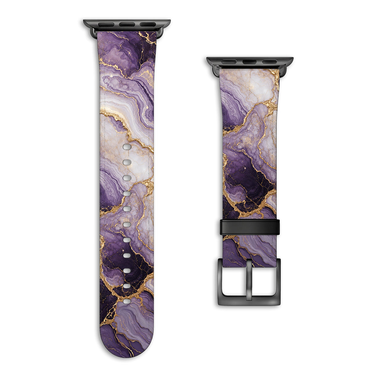 Amethyst - Apple Watch Armband 44/45/46/49mm 44 45 46 49mm Matt Schwarz NALIA Kunstleder Armband