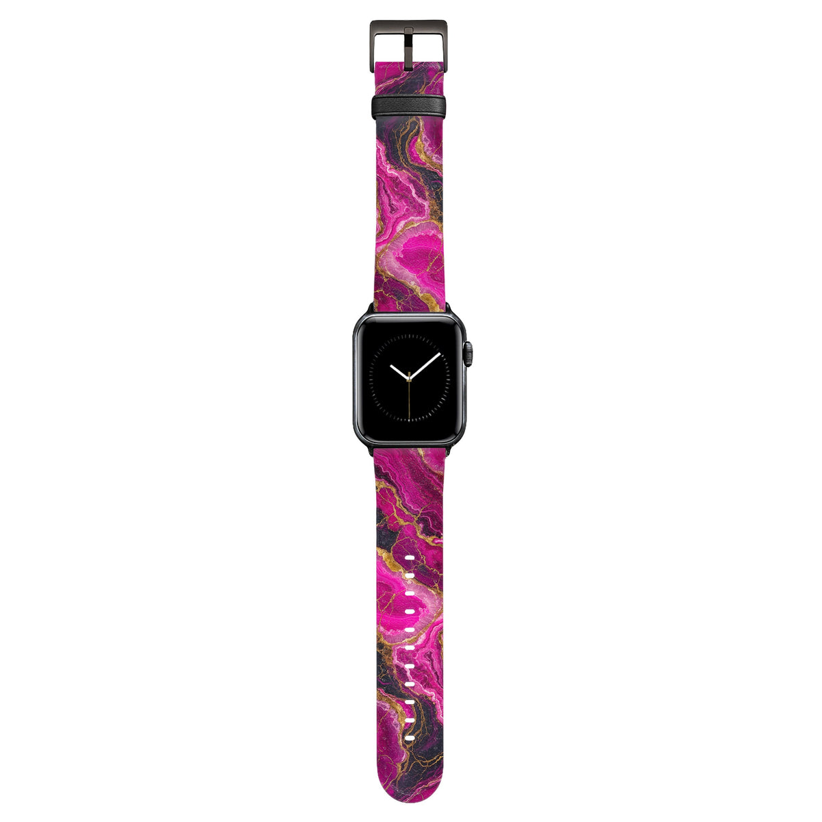 Rubin - Apple Watch Armband 44/45/46/49mm 44 45 46 49mm Matt Schwarz NALIA Kunstleder Armband