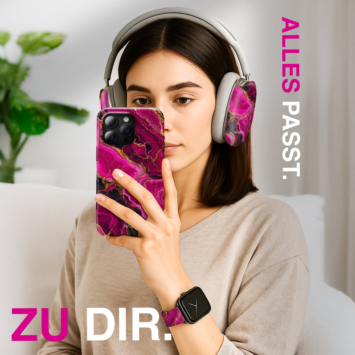 Rubin - Apple Watch Armband 38/40/41/42mm 38 40 41 42mm Matt Gold NALIA Kunstleder Armband