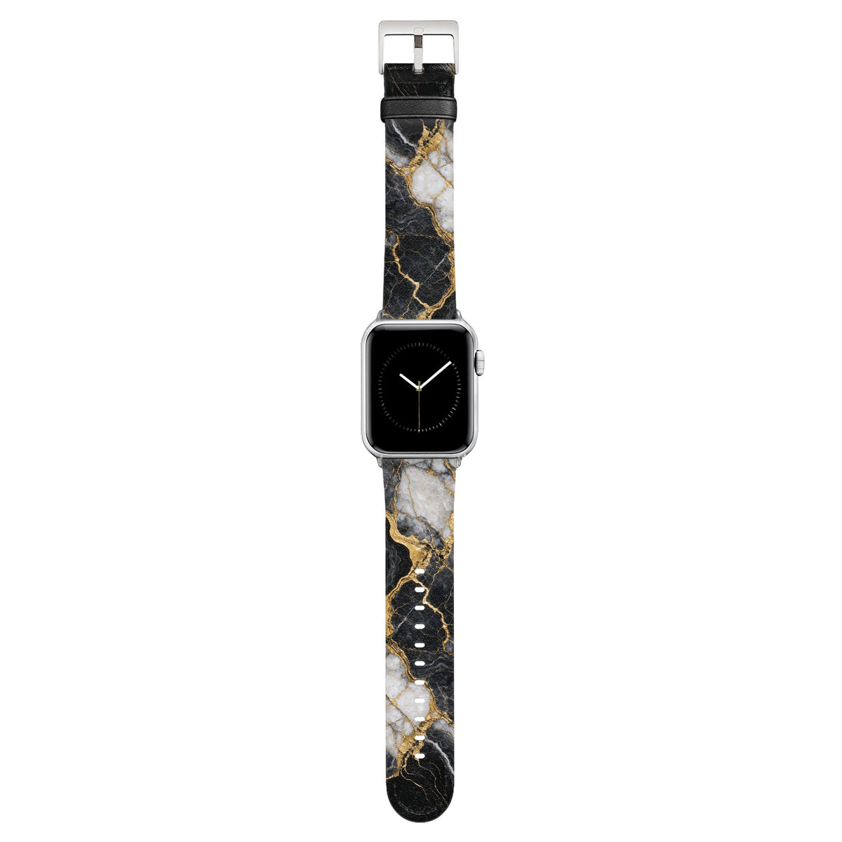 Obsidian - Apple Watch Armband 44/45/46/49mm 44 45 46 49mm Matt Silber NALIA Kunstleder Armband