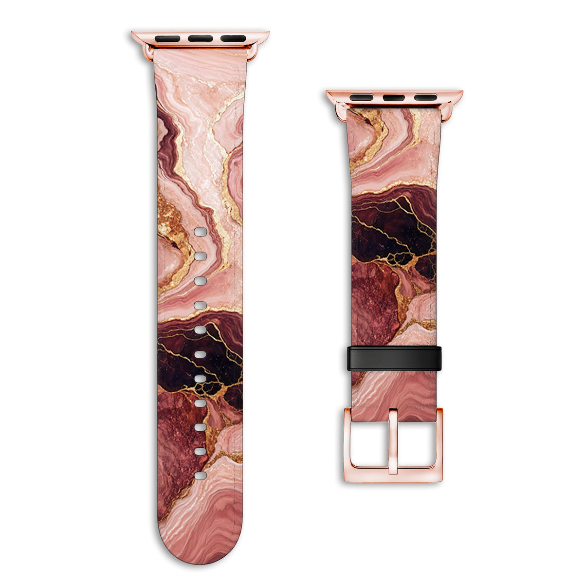 Rosenquarz - Apple Watch Armband 38/40/41/42mm 38 40 41 42mm Matt Rose Gold NALIA Kunstleder Armband