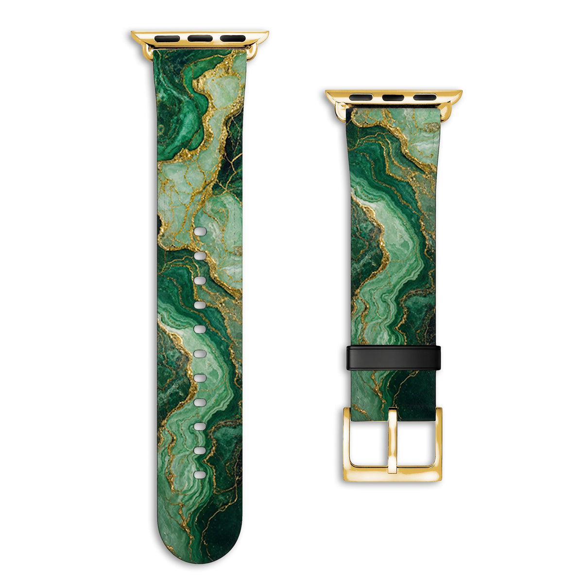 Malachit - Apple Watch Armband 38/40/41/42mm 38 40 41 42mm Matt Gold NALIA Kunstleder Armband