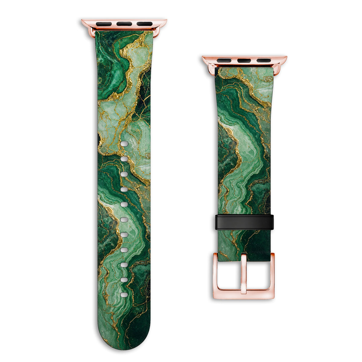 Malachit - Apple Watch Armband 44/45/46/49mm 44 45 46 49mm Matt Rose Gold NALIA Kunstleder Armband