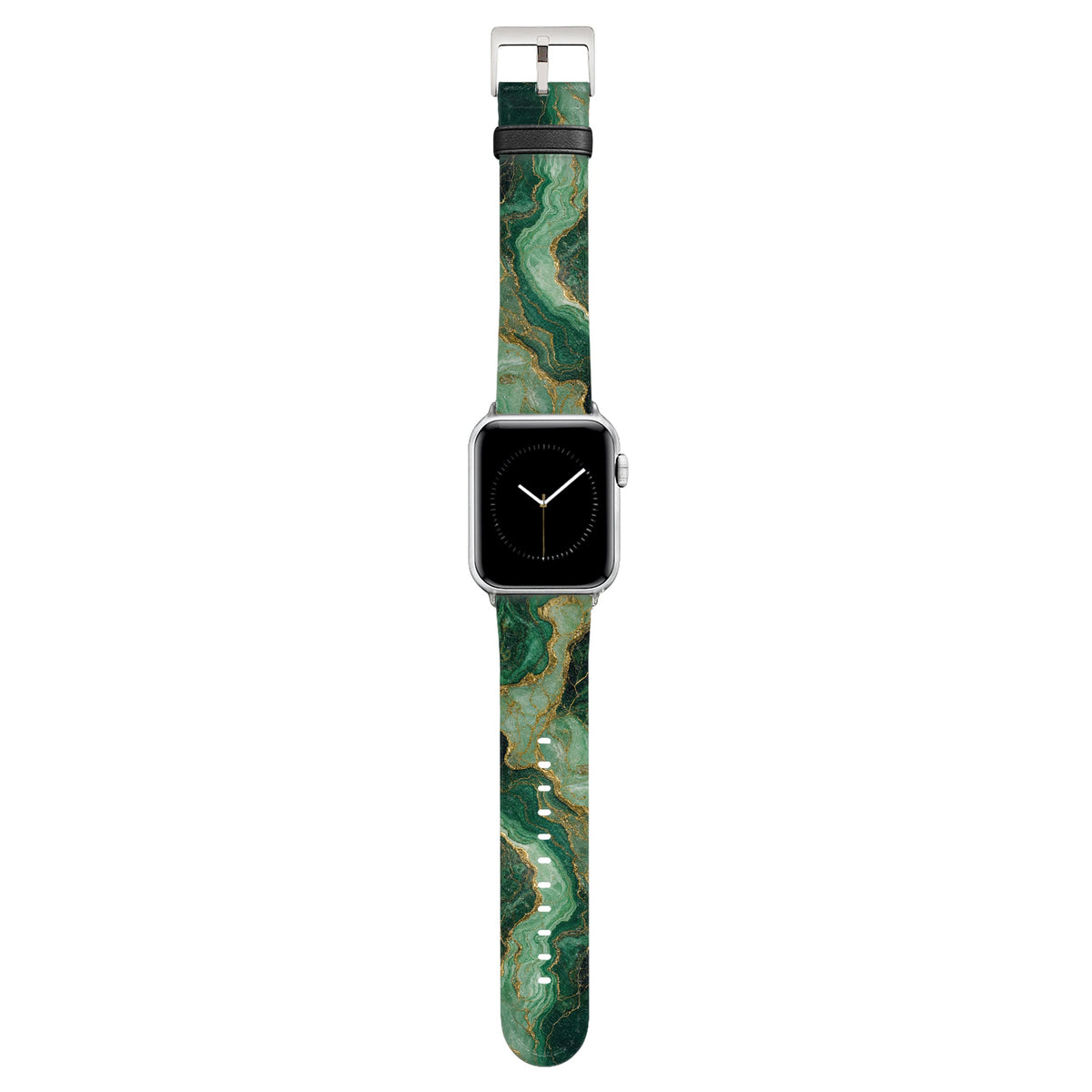 Malachit - Apple Watch Armband 44/45/46/49mm 44 45 46 49mm Matt Silber NALIA Kunstleder Armband