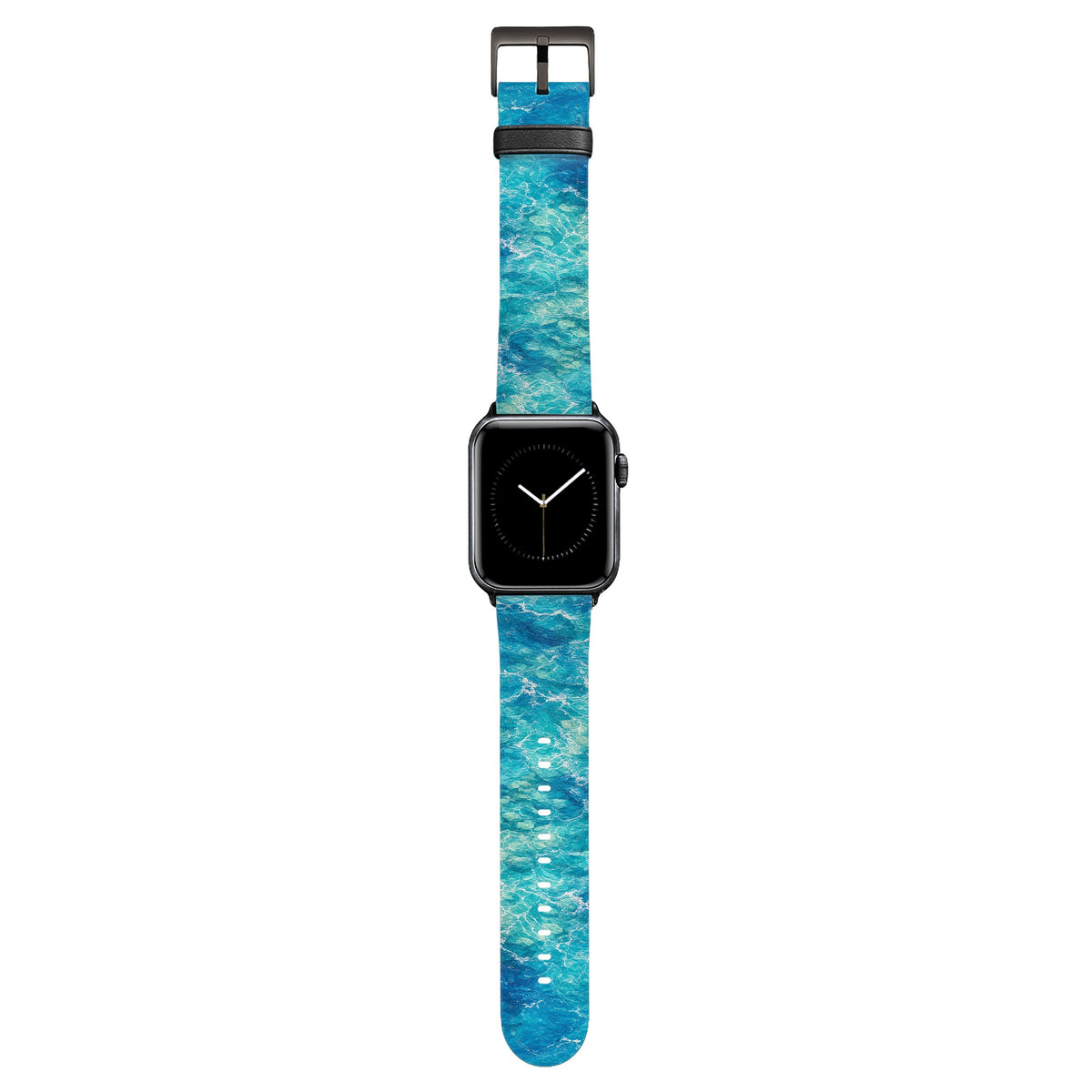 Brandung - Apple Watch Armband 44/45/46/49mm 44 45 46 49mm Matt Schwarz NALIA Kunstleder Armband