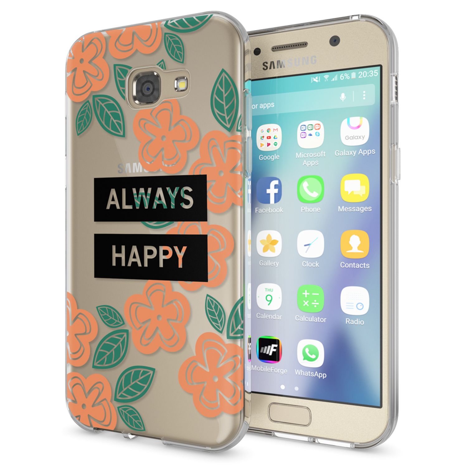 Samsung Galaxy A5 2017 Hülle Handyhülle von NALIA, Slim Silikon Motiv Case Cover Always Happy NALIA