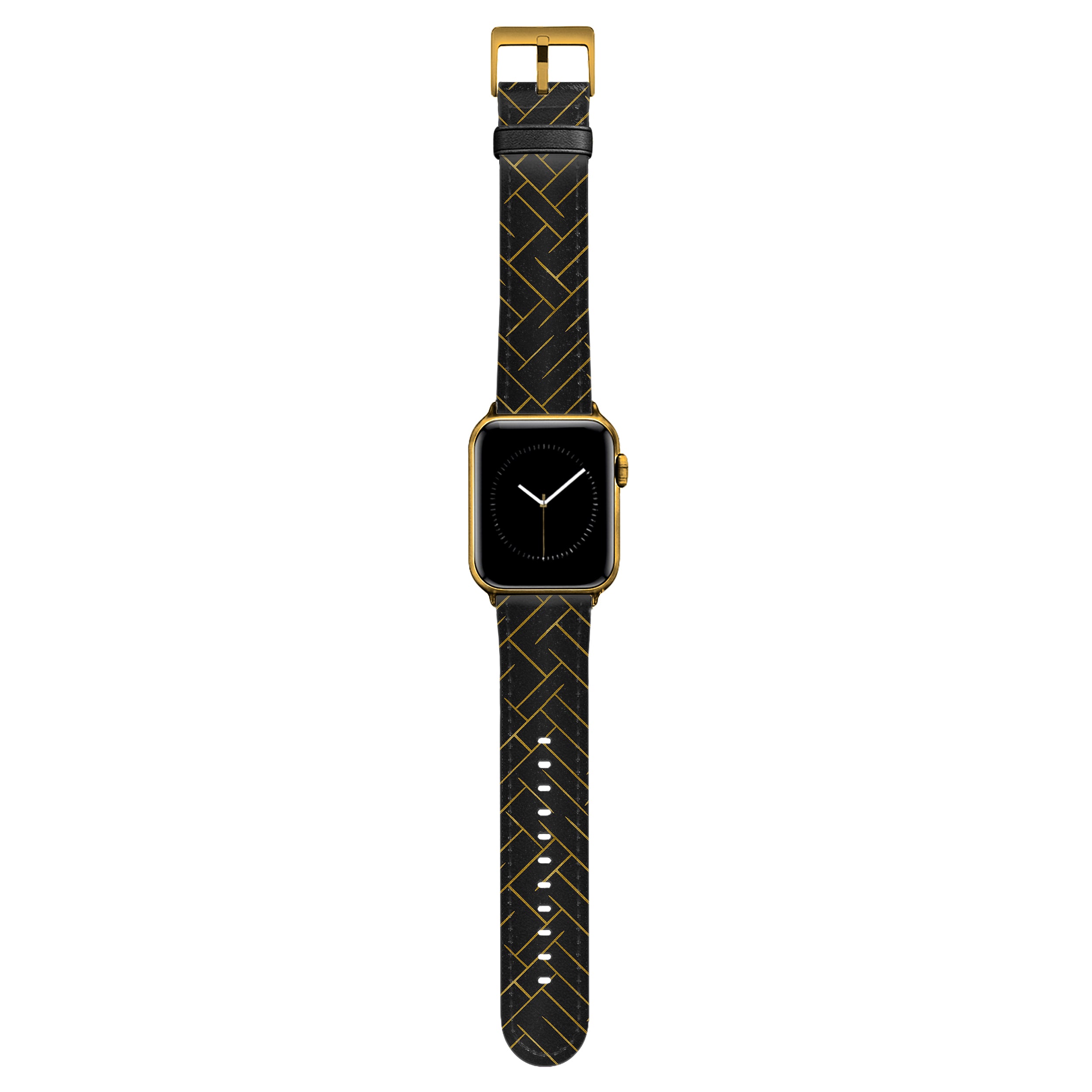 Noir - Apple Watch Armband 38-41mm & 42 (ab Serie 10) 38-41mm & 42 (ab Serie 10) Matt Gold NALIA Kunstleder Armband