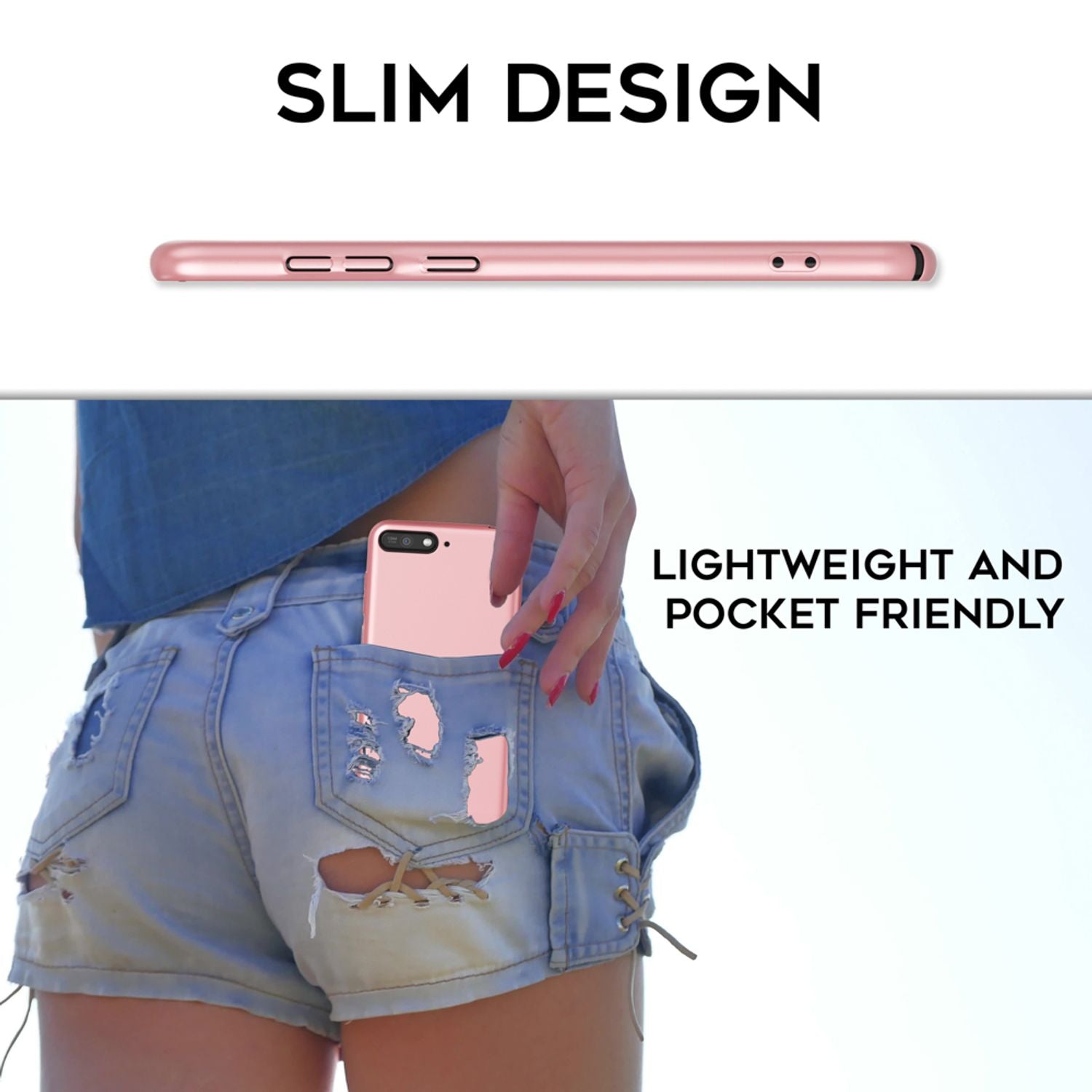 NALIA Handyhülle für Huawei Y6 (2018), Dünne Hard Case Schutz Hülle Slim Cover Rose Gold NALIA SlimFit Hülle