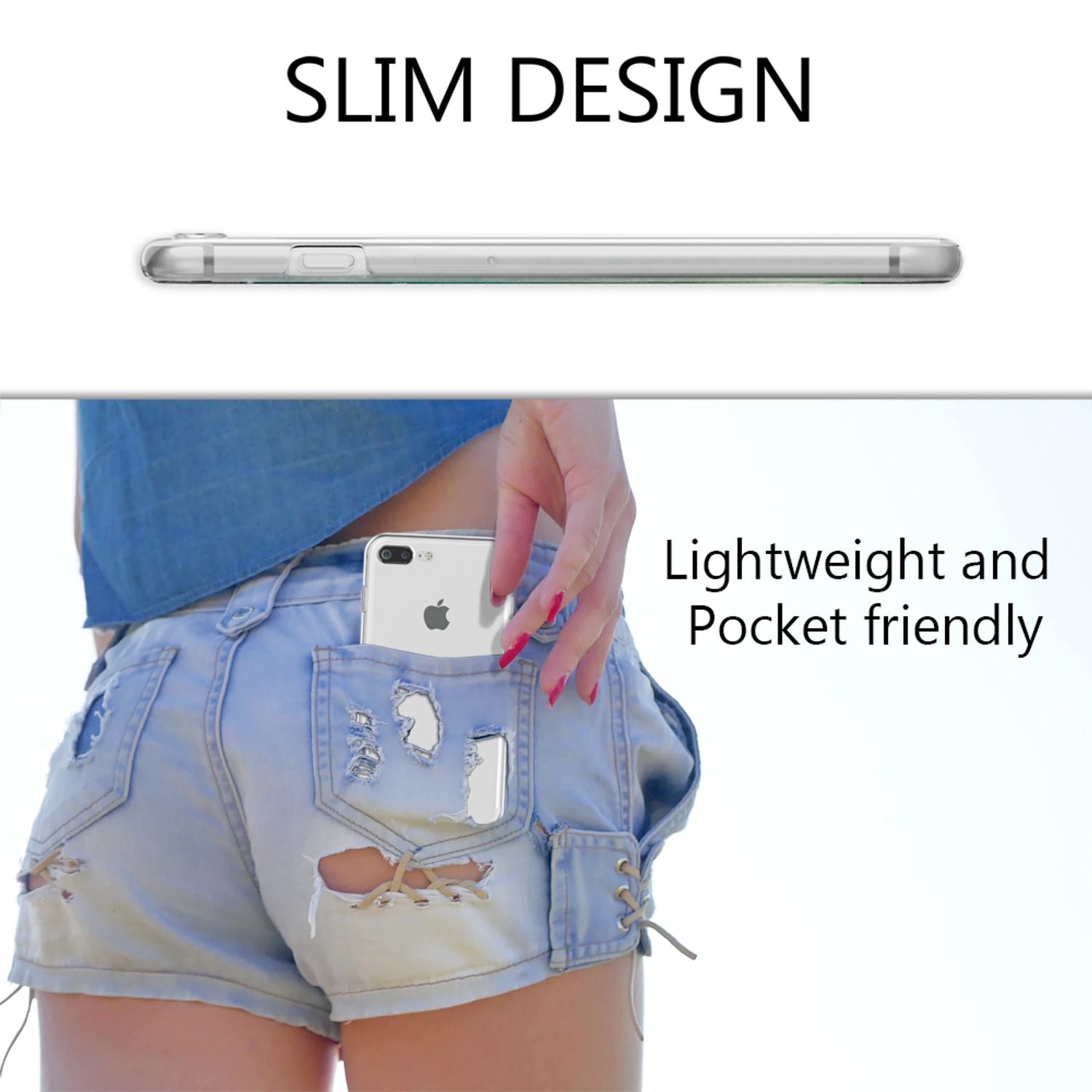 NALIA 360 Grad Handy Hülle für Apple iPhone 8 Plus / 7 Plus, Full Cover Case Transparent NALIA Transparente Hülle