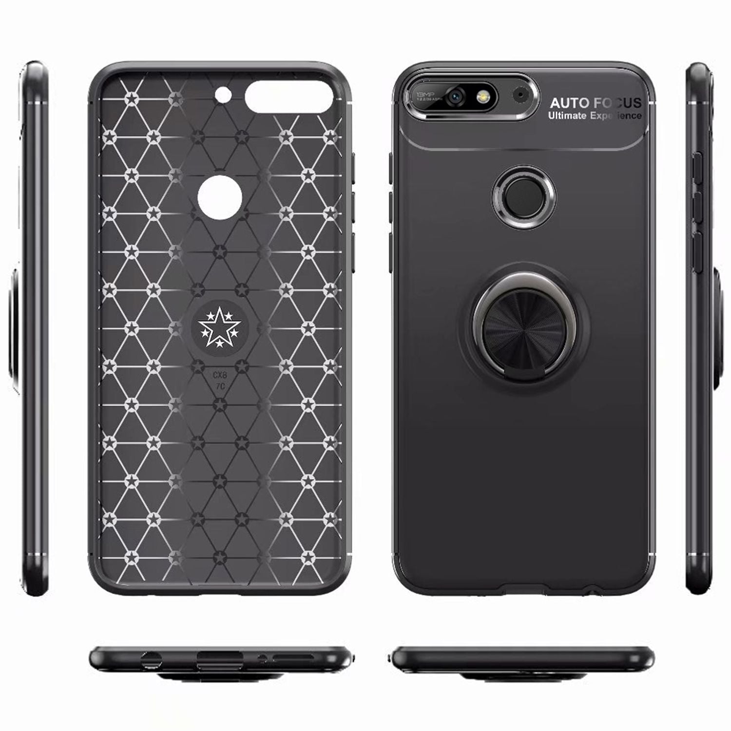 NALIA Ring Hülle kompatibel mit Huawei Y7 2018, Silikon Cover für KFZ Halterung Default Title NALIA Protective Hülle