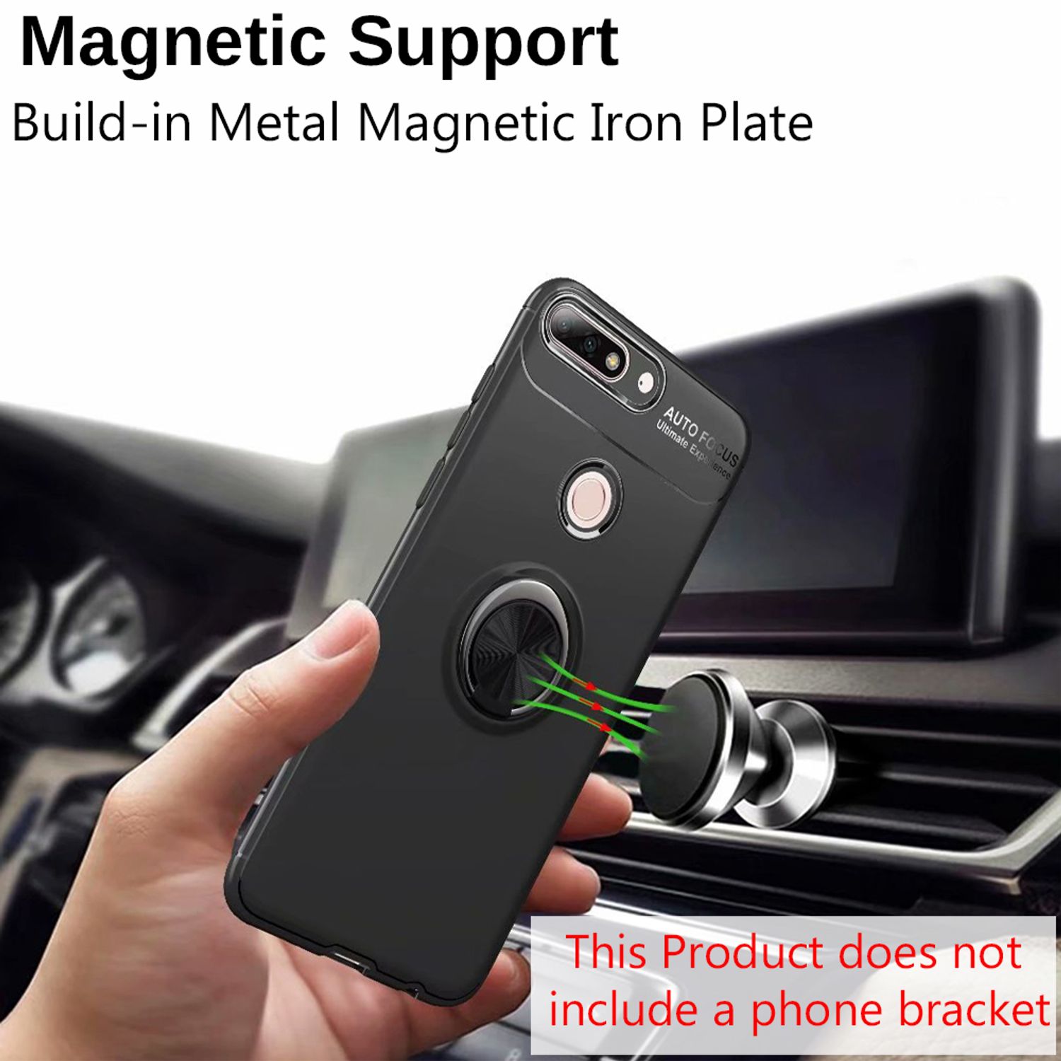 NALIA Ring Hülle kompatibel mit Huawei Y7 2018, Silikon Cover für KFZ Halterung Default Title NALIA Protective Hülle