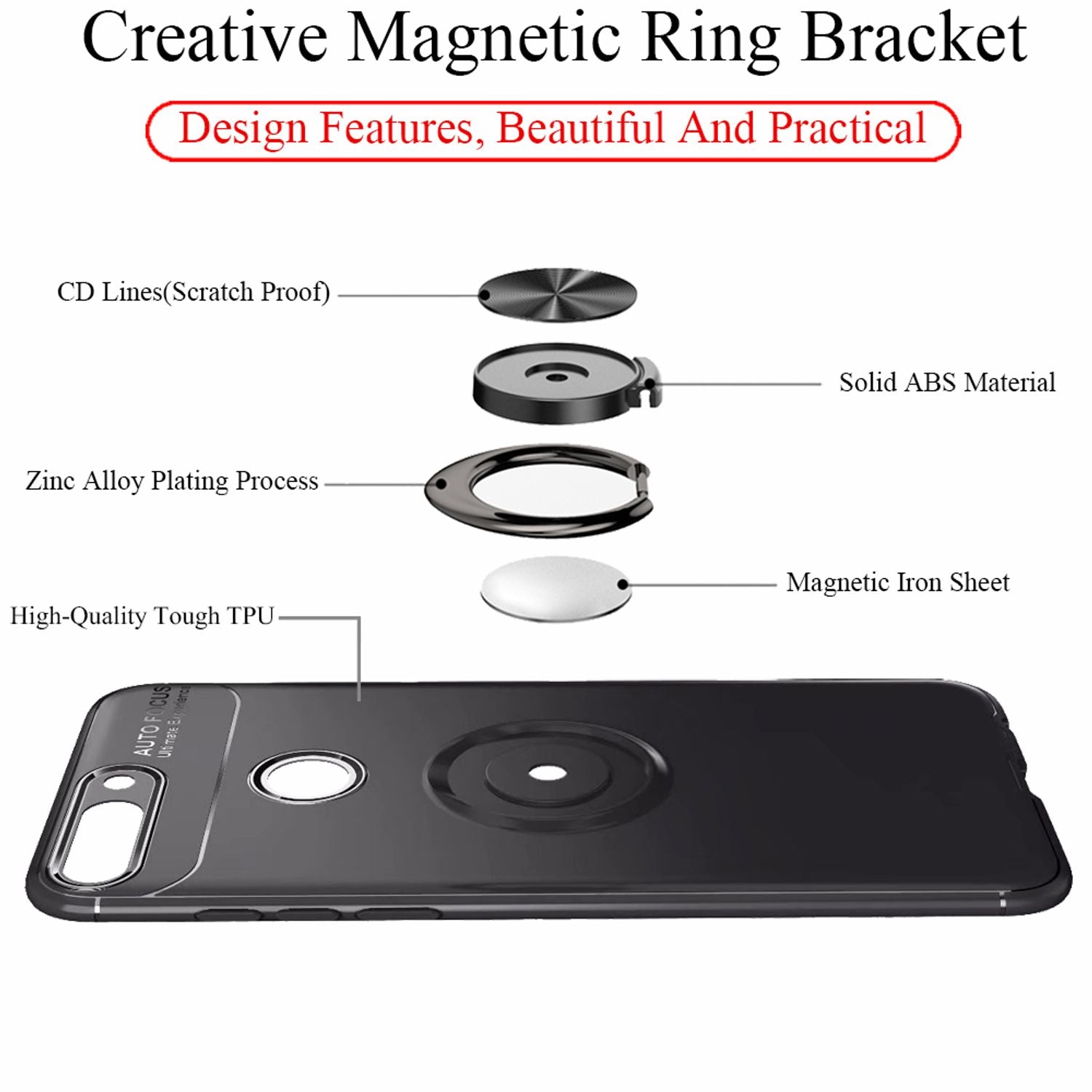 NALIA Ring Hülle kompatibel mit Huawei Y7 2018, Silikon Cover für KFZ Halterung Default Title NALIA Protective Hülle