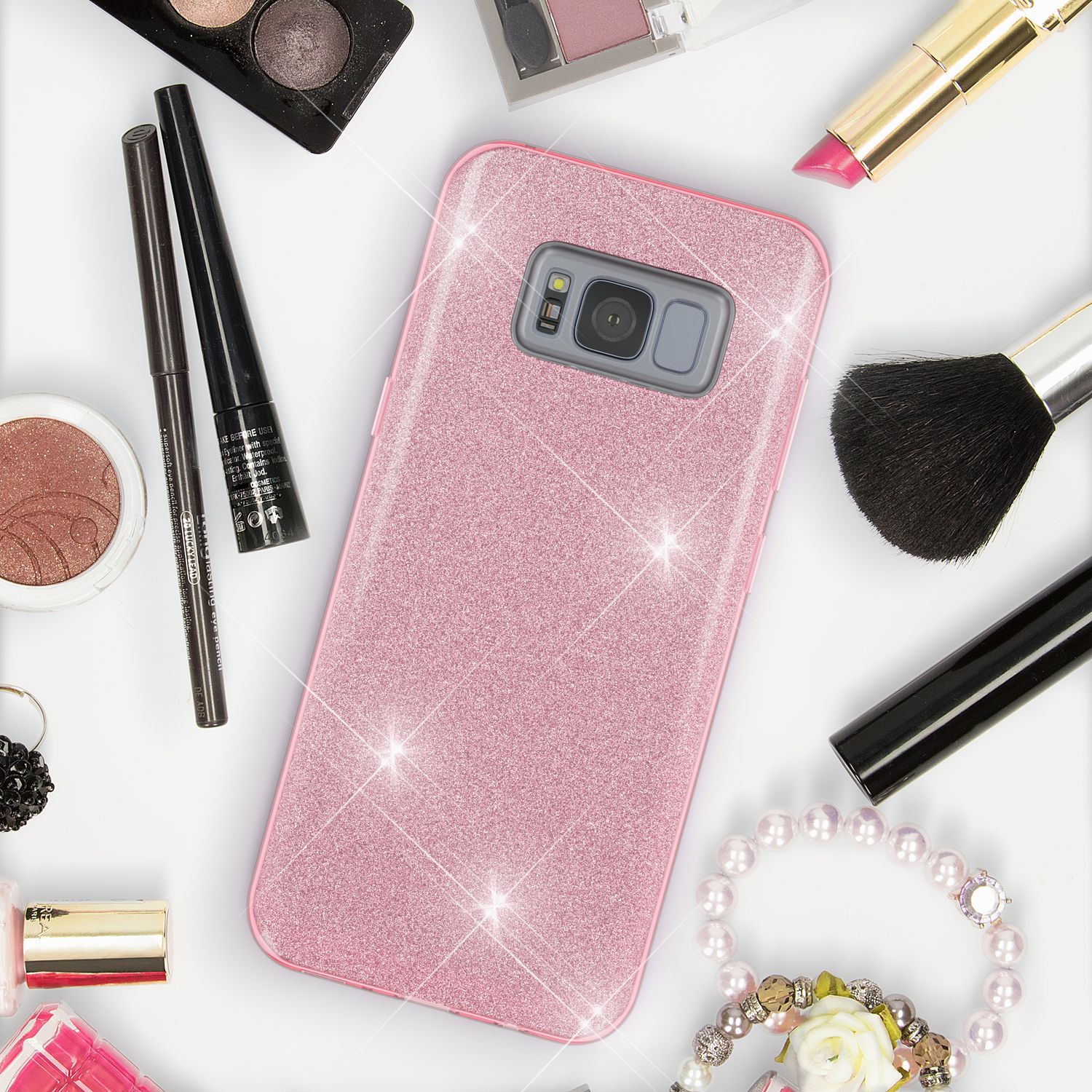 Samsung Galaxy S8 Hülle Handyhülle von NALIA, Glitzer Slim Case Cover Schutzhülle Schwarz NALIA Protective Hülle