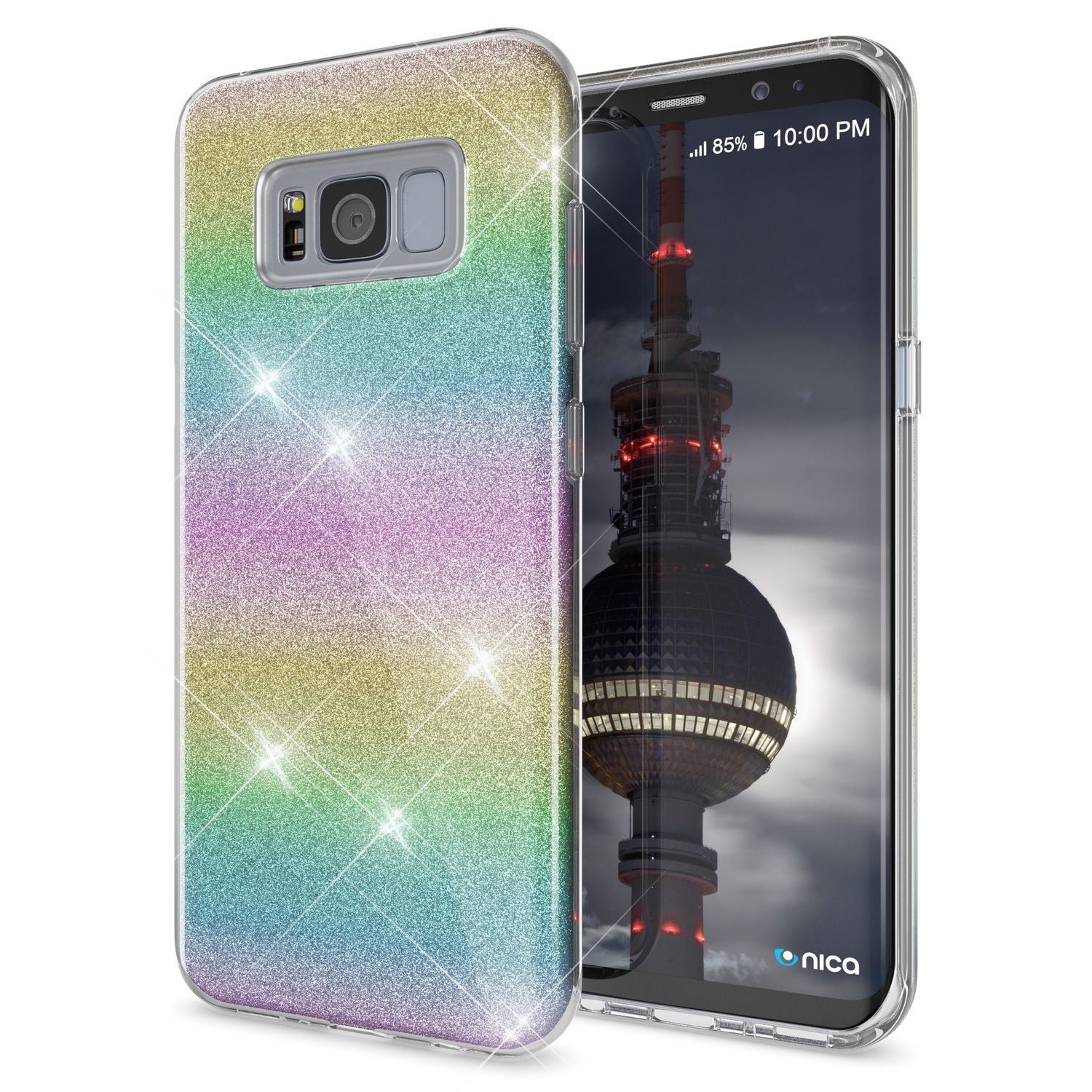 Samsung Galaxy S8 Plus Handy Hülle von NALIA, Glitzer Silikon Cover Case Schutz Türkis NALIA Protective Hülle
