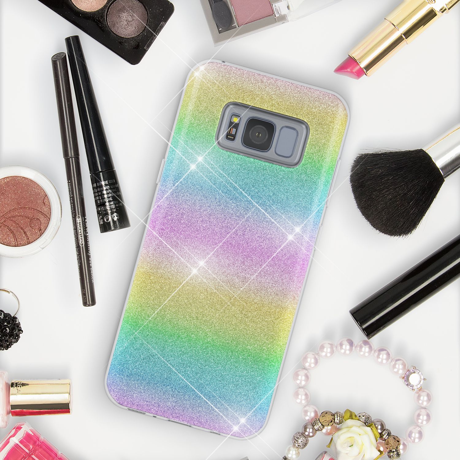 Samsung Galaxy S8 Plus Handy Hülle von NALIA, Glitzer Silikon Cover Case Schutz Türkis NALIA Protective Hülle