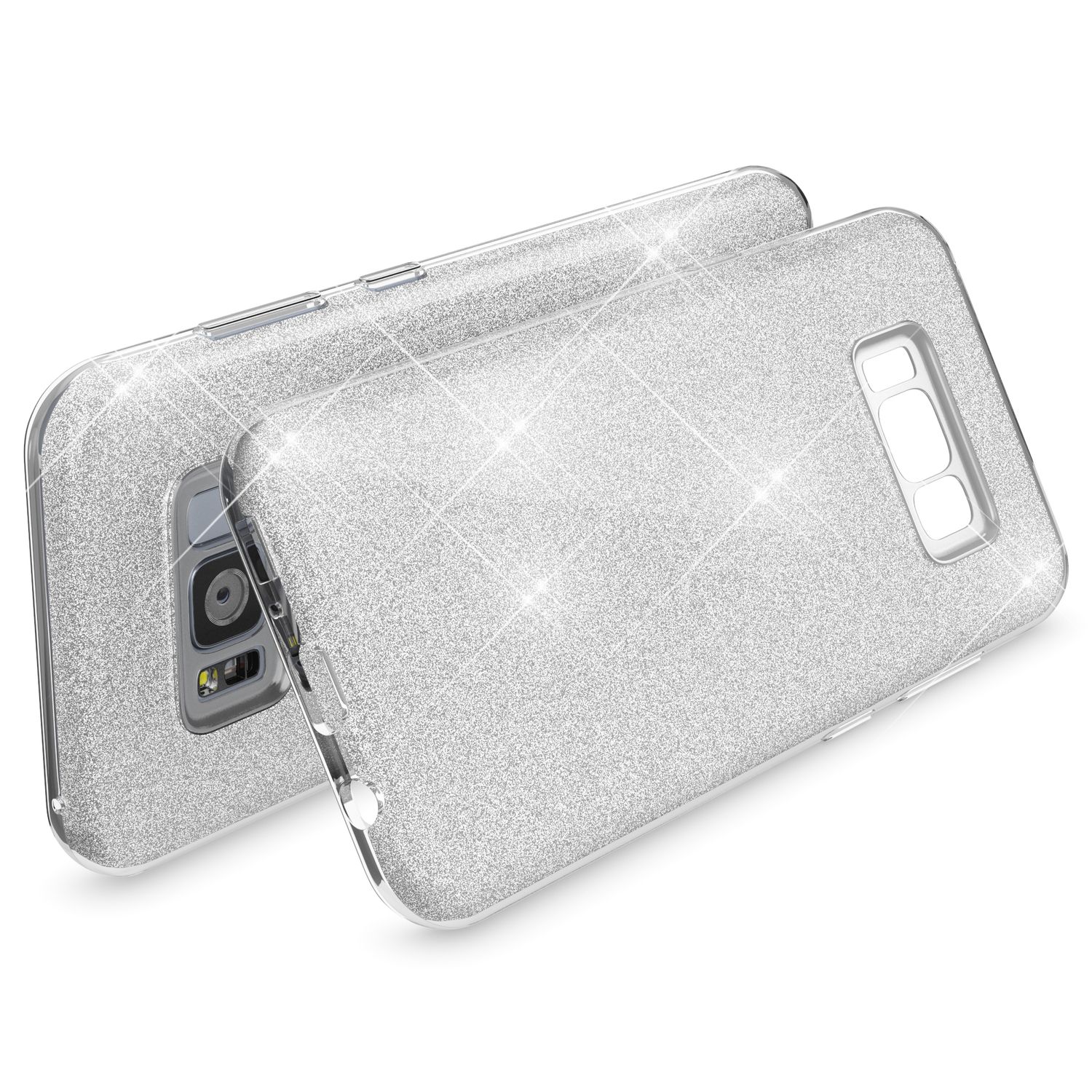 Samsung Galaxy S8 Plus Handy Hülle von NALIA, Glitzer Silikon Cover Case Schutz Silber NALIA Protective Hülle