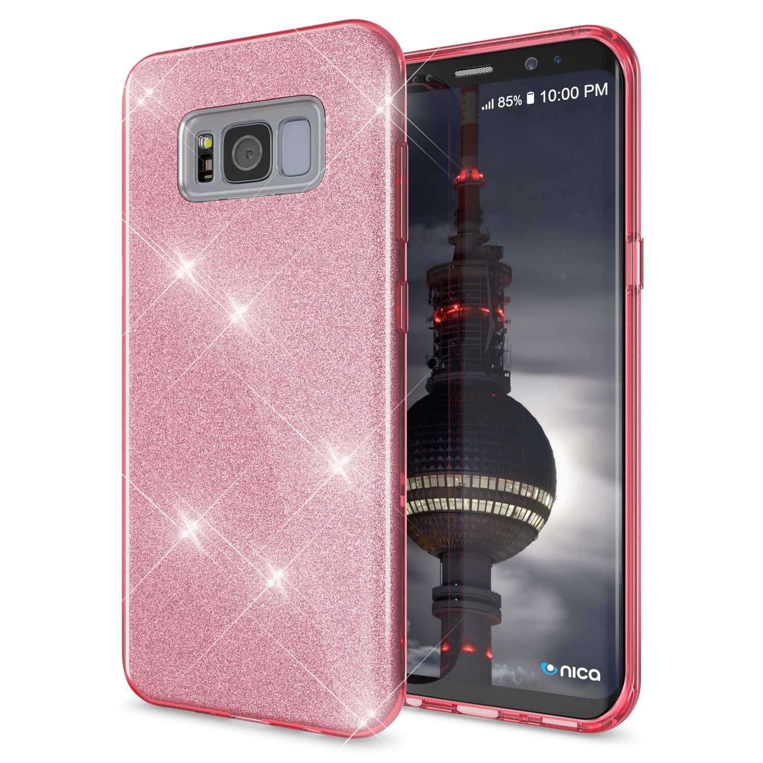 Samsung Galaxy S8 Plus Handy Hülle von NALIA, Glitzer Silikon Cover Case Schutz Pink NALIA Protective Hülle