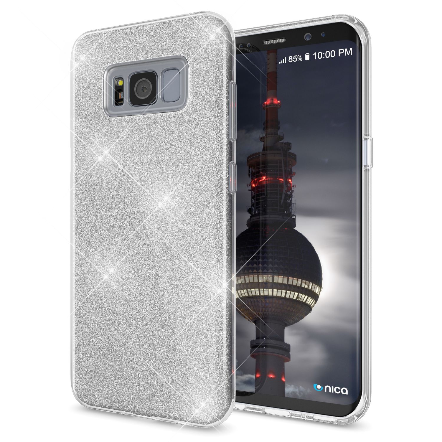 Samsung Galaxy S8 Plus Handy Hülle von NALIA, Glitzer Silikon Cover Case Schutz Silber NALIA Protective Hülle