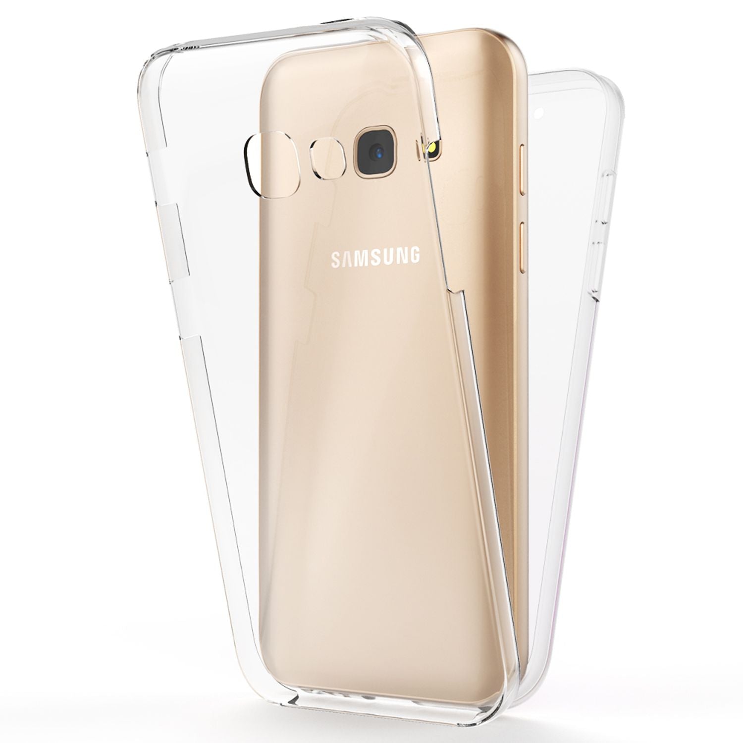 NALIA 360 Grad Handy Hülle für Samsung Galaxy A5 2017, Full Cover Case Bumper Transparent NALIA Transparente Hülle