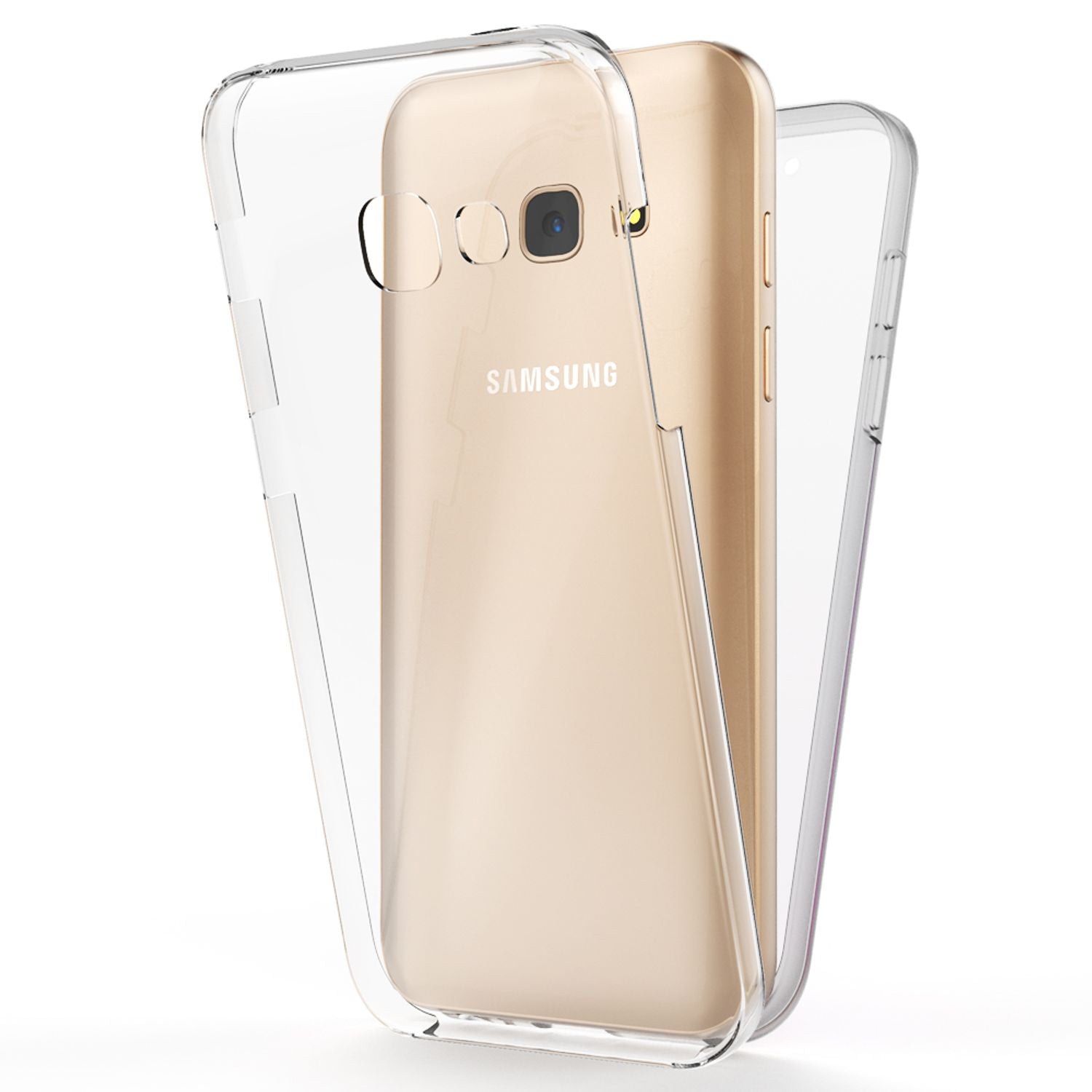 NALIA 360 Grad Handy Hülle für Samsung Galaxy A5 2017, Full Cover Case Bumper Transparent NALIA Transparente Hülle