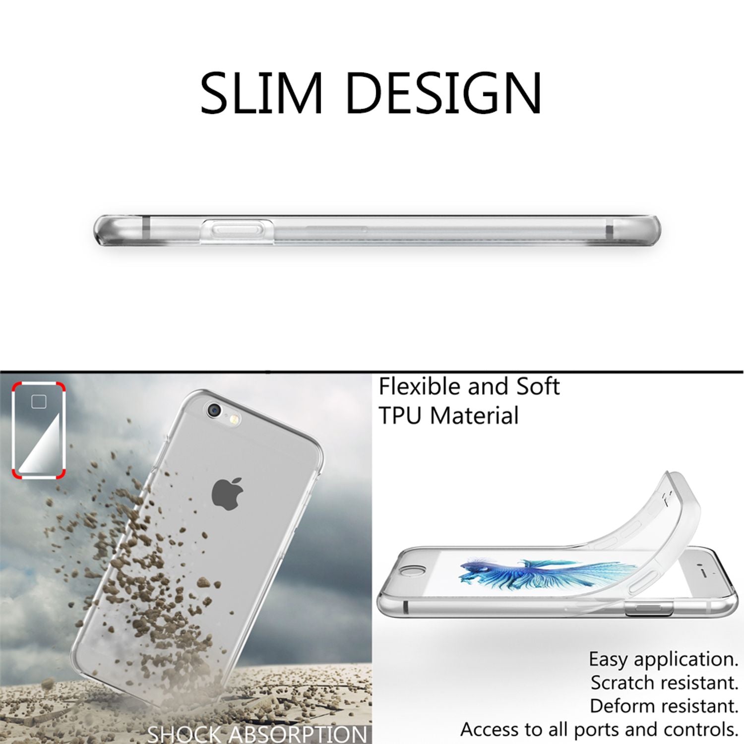 NALIA 360 Grad Handy Hülle für Apple iPhone 6 Plus 6S Plus, Full Cover Case Etui Transparent NALIA Transparente Hülle