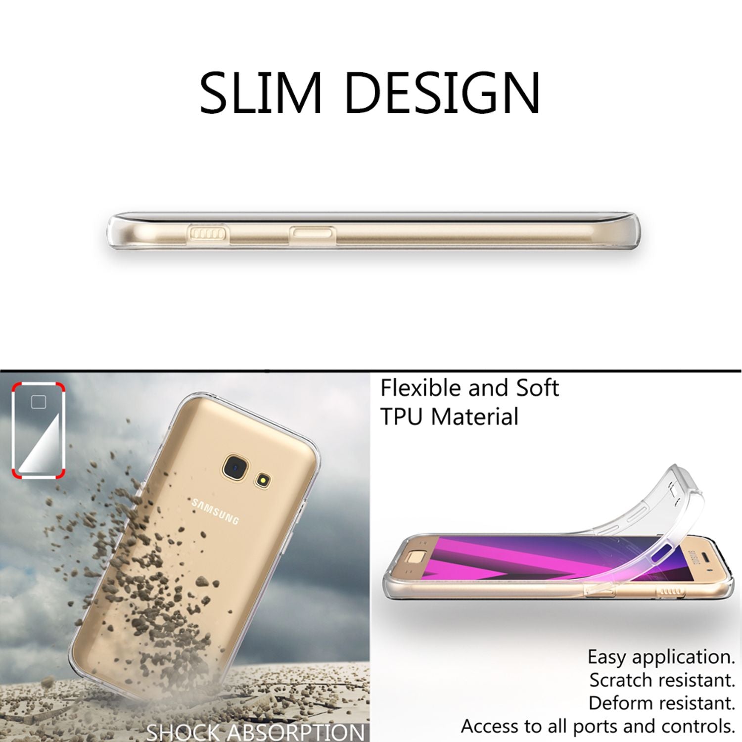 NALIA 360 Grad Handy Hülle für Samsung Galaxy A5 2017, Full Cover Case Bumper Transparent NALIA Transparente Hülle