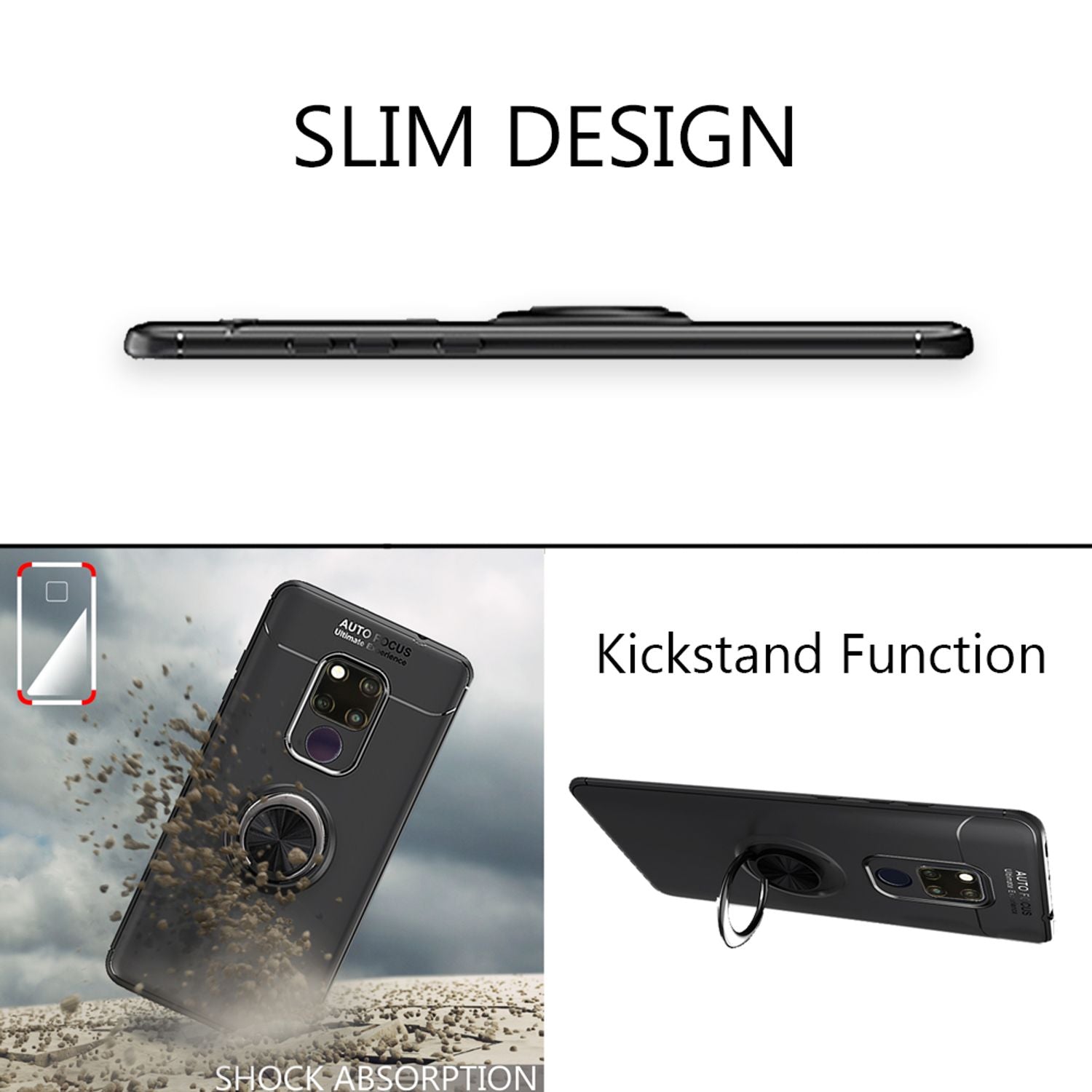 NALIA Ring Hülle für Huawei Mate20 X, Silikon Case Cover Etui für KFZ Halterung