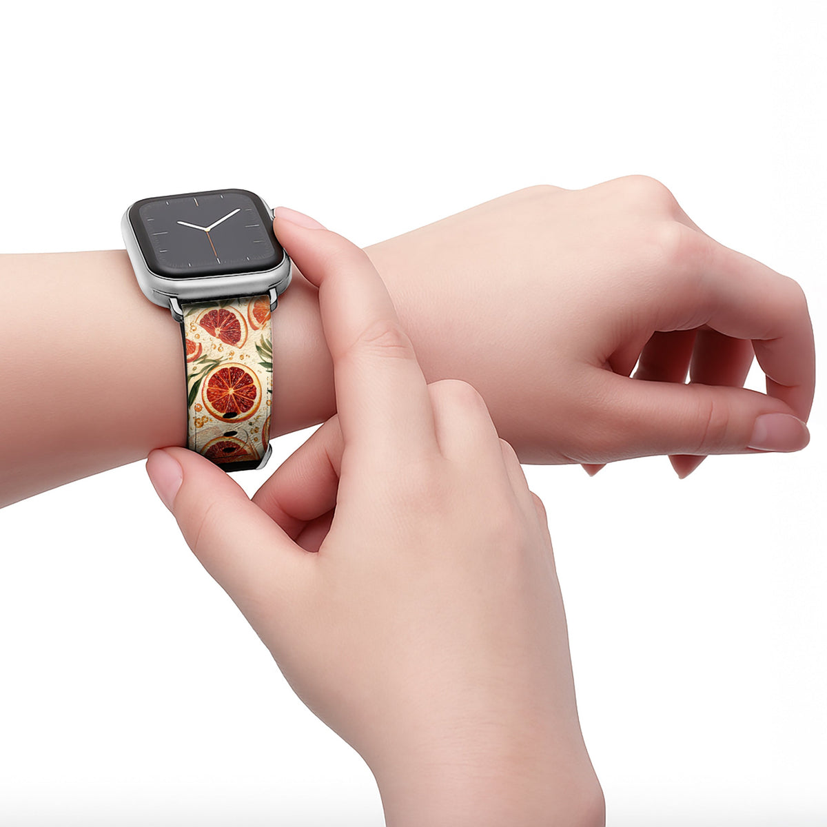 Aperitivo - Apple Watch Armband 44/45/46/49mm 44 45 46 49mm Silver Matte NALIA Kunstleder Armband