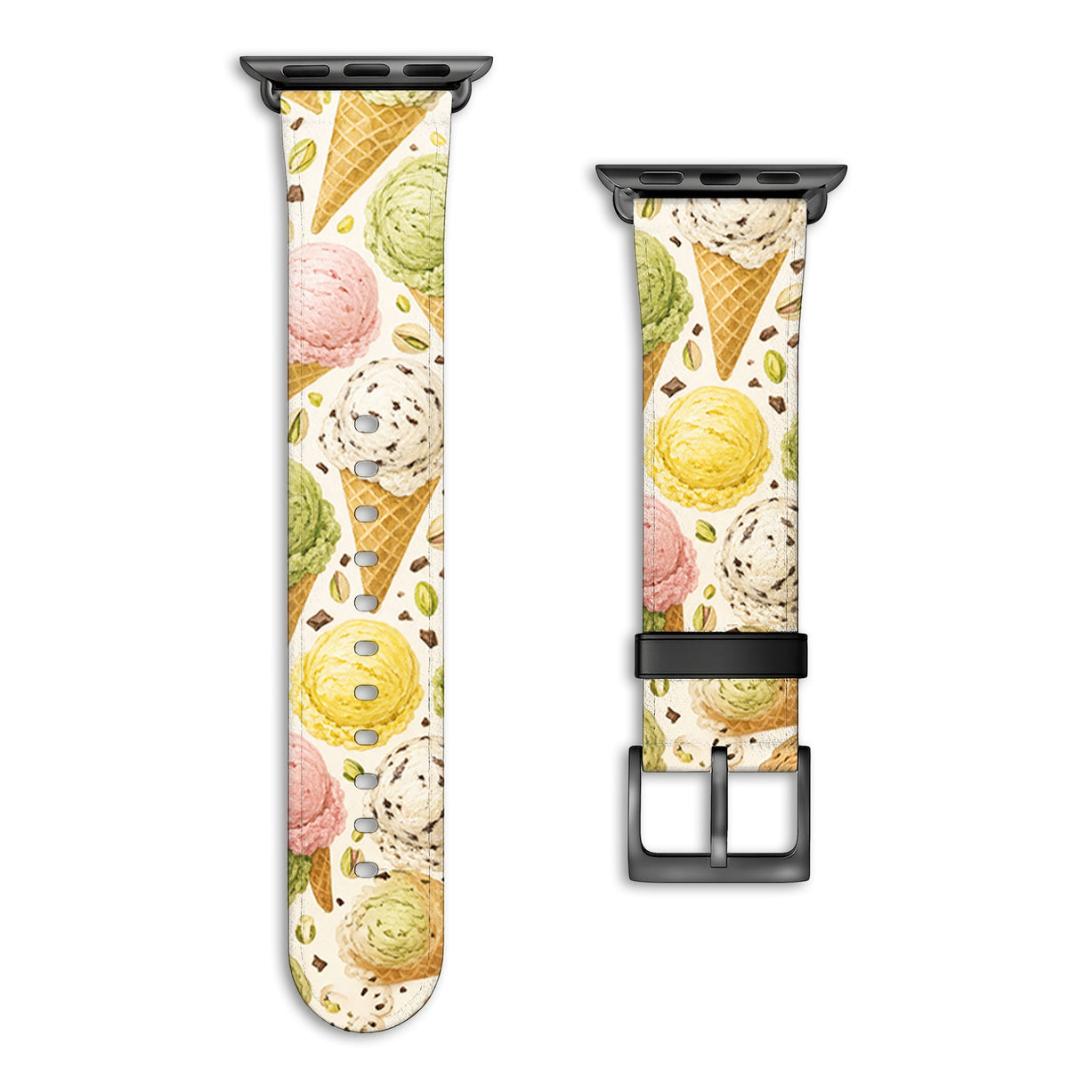 Gelato - Apple Watch Armband 38/40/41/42mm 38 40 41 42mm Matt Schwarz NALIA Kunstleder Armband