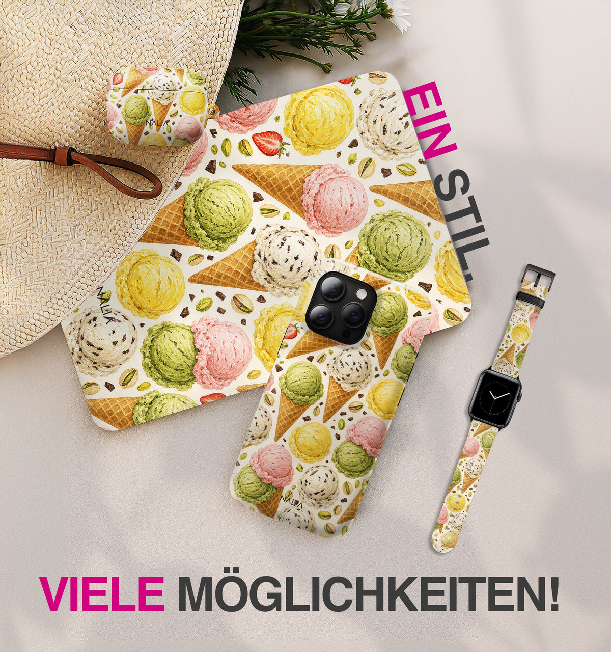 Gelato - Apple Watch Armband 38/40/41/42mm 38 40 41 42mm Matt Rose Gold NALIA Kunstleder Armband