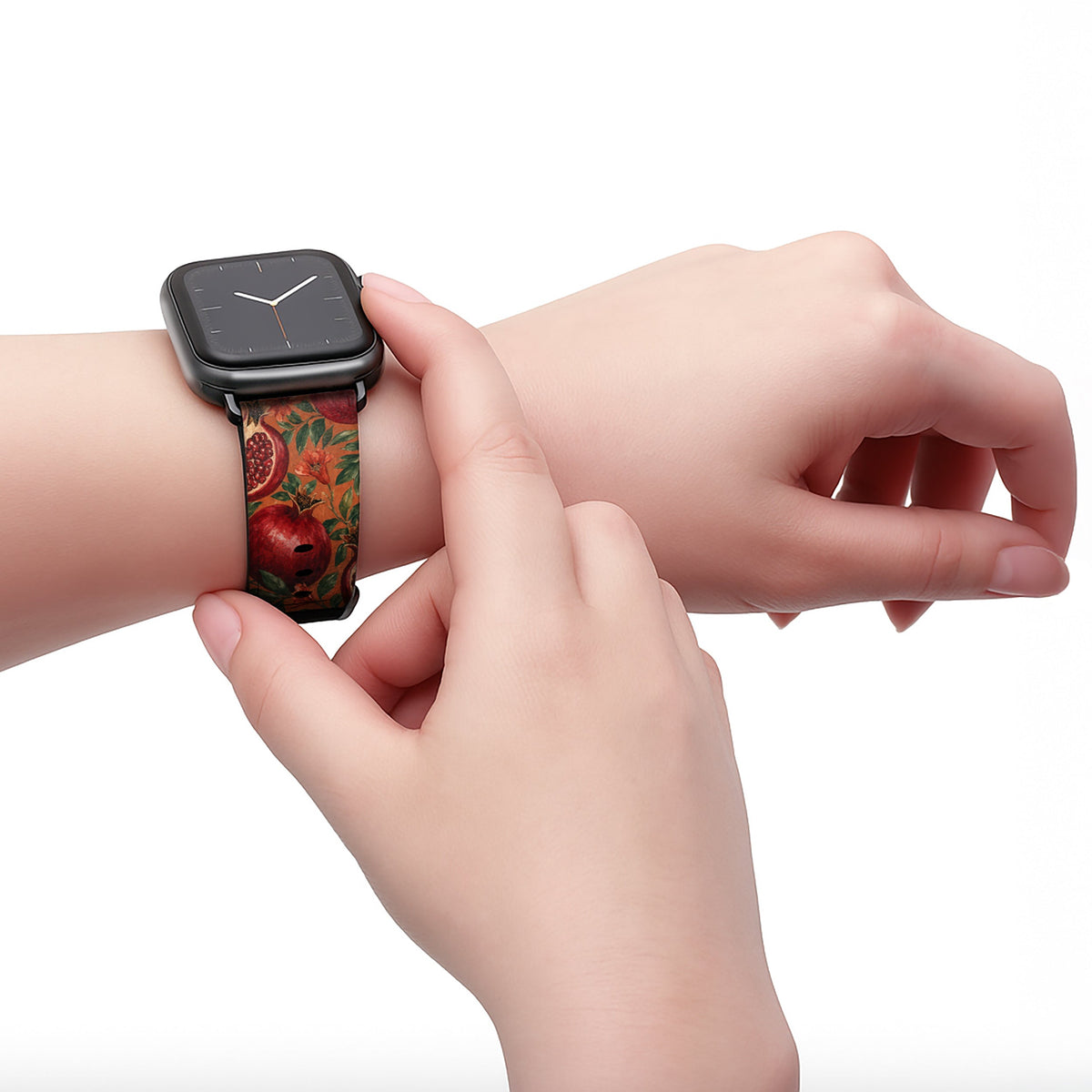 Grenadine - Apple Watch Armband 44/45/46/49mm 44 45 46 49mm Matt Schwarz NALIA Kunstleder Armband