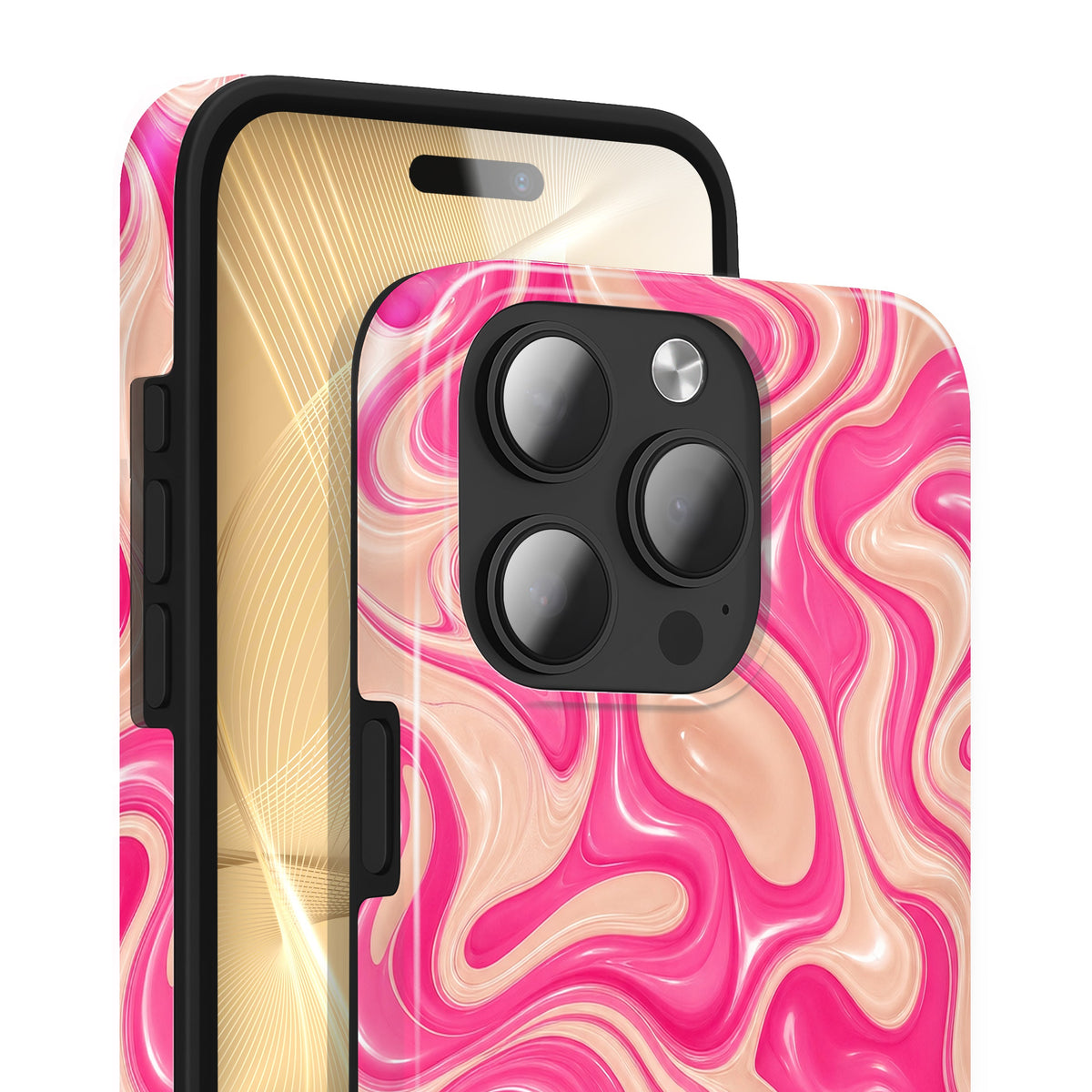 Fondant iPhone 12 Pro Max Hülle mit Wirbelmuster, Vorderseite und Rückseite mit Kamera