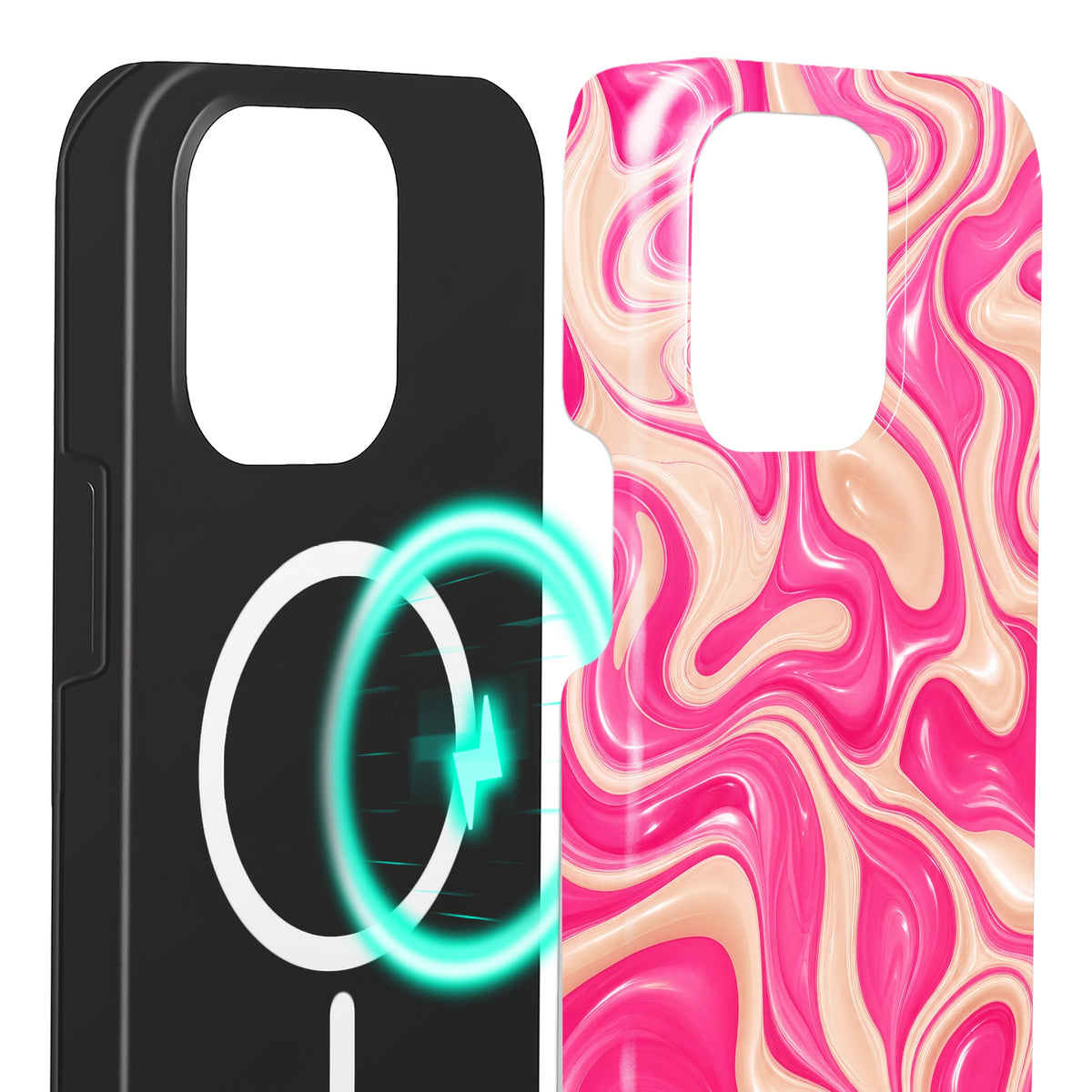 Fondant iPhone 14 Pro Max Hülle mit Wirbelmuster, Innenseite mit Magnetring, kompatibel mit MagSafe-Zubehör